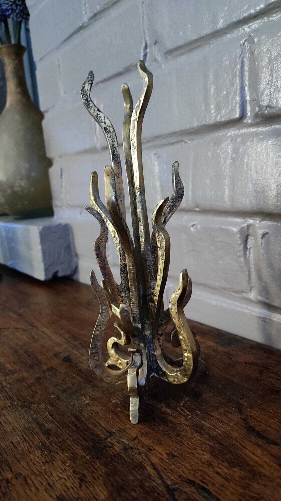 1960s Sculptural Brutalist Bronze Candle Holder Or Vase By Heinz Goll photo for sale