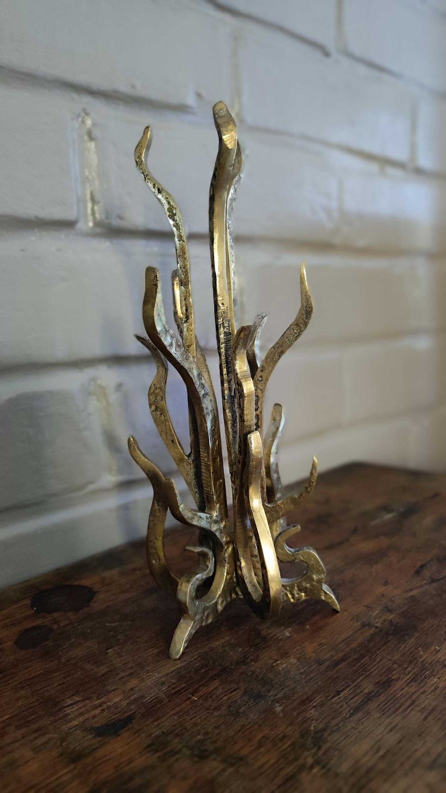 1960s Sculptural Brutalist Bronze Candle Holder Or Vase By Heinz Goll photo Home Decor