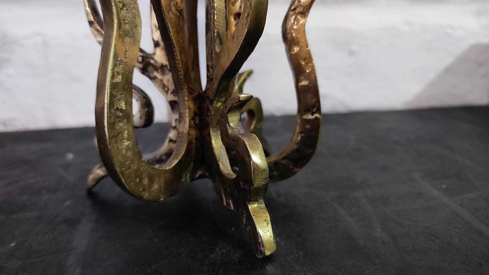 photo for sale 1960s Sculptural Brutalist Bronze Candle Holder Or Vase By Heinz Goll
