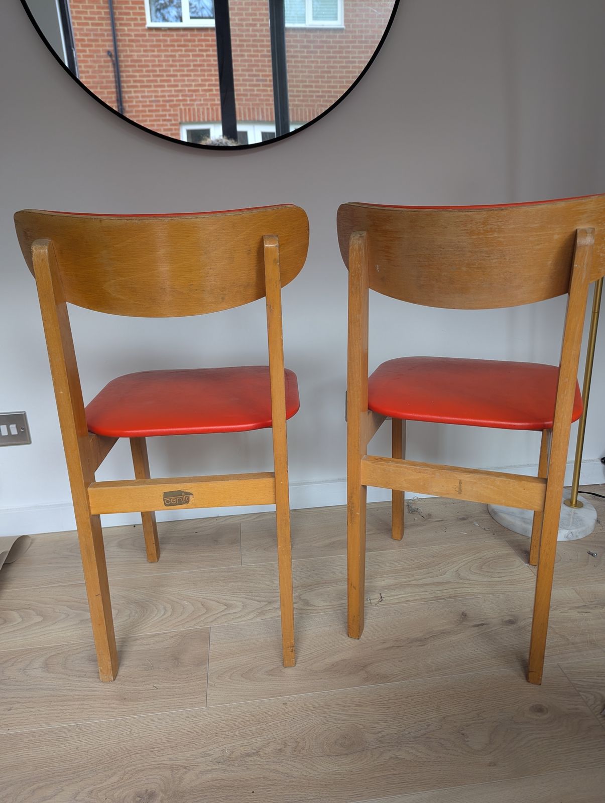 Mid Century Pair Of Dining Chairs   Red Orange photo 50.0