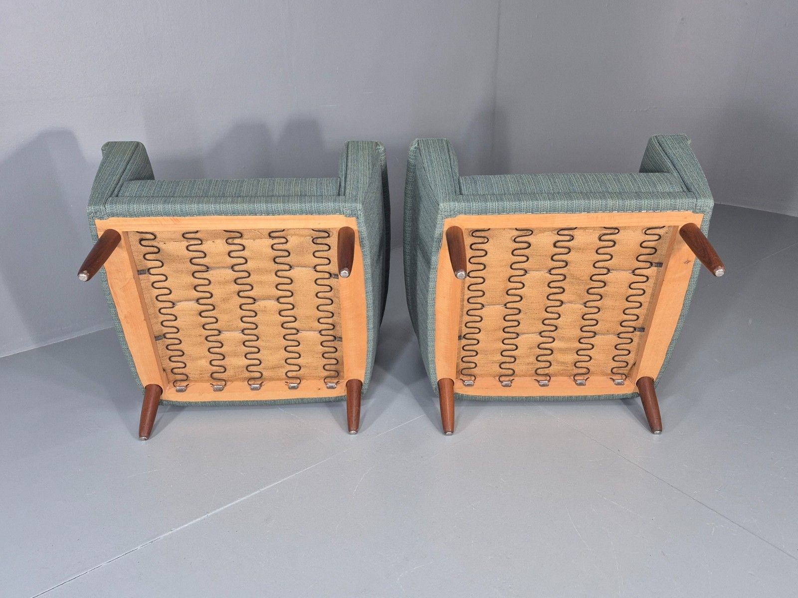 photo furniture 2 Mid Century Lounge Chairs 1960s Denmark Blue Wool Retro Eb11403 Mnor