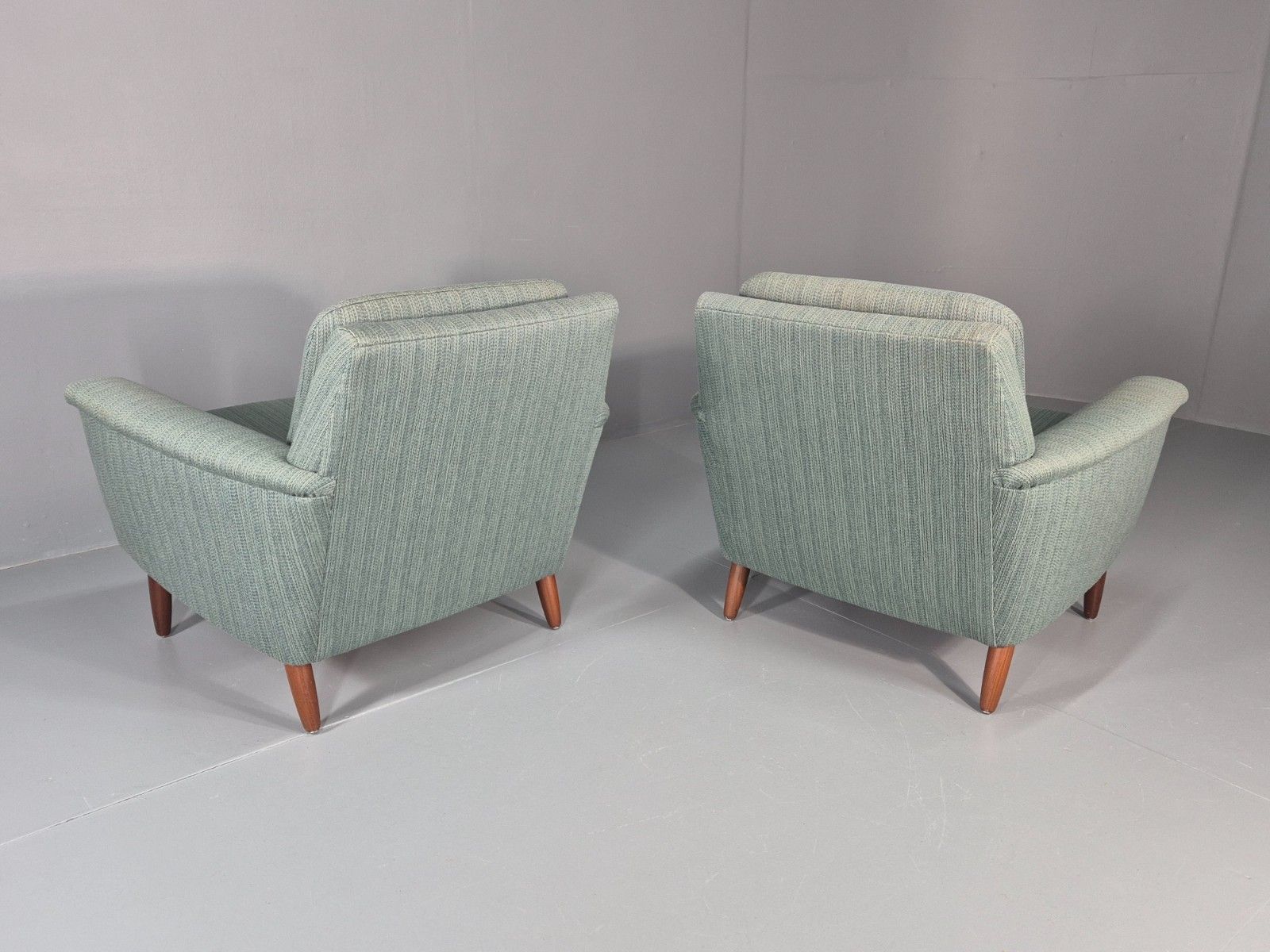 photo buy 2 Mid Century Lounge Chairs 1960s Denmark Blue Wool Retro Eb11403 Mnor