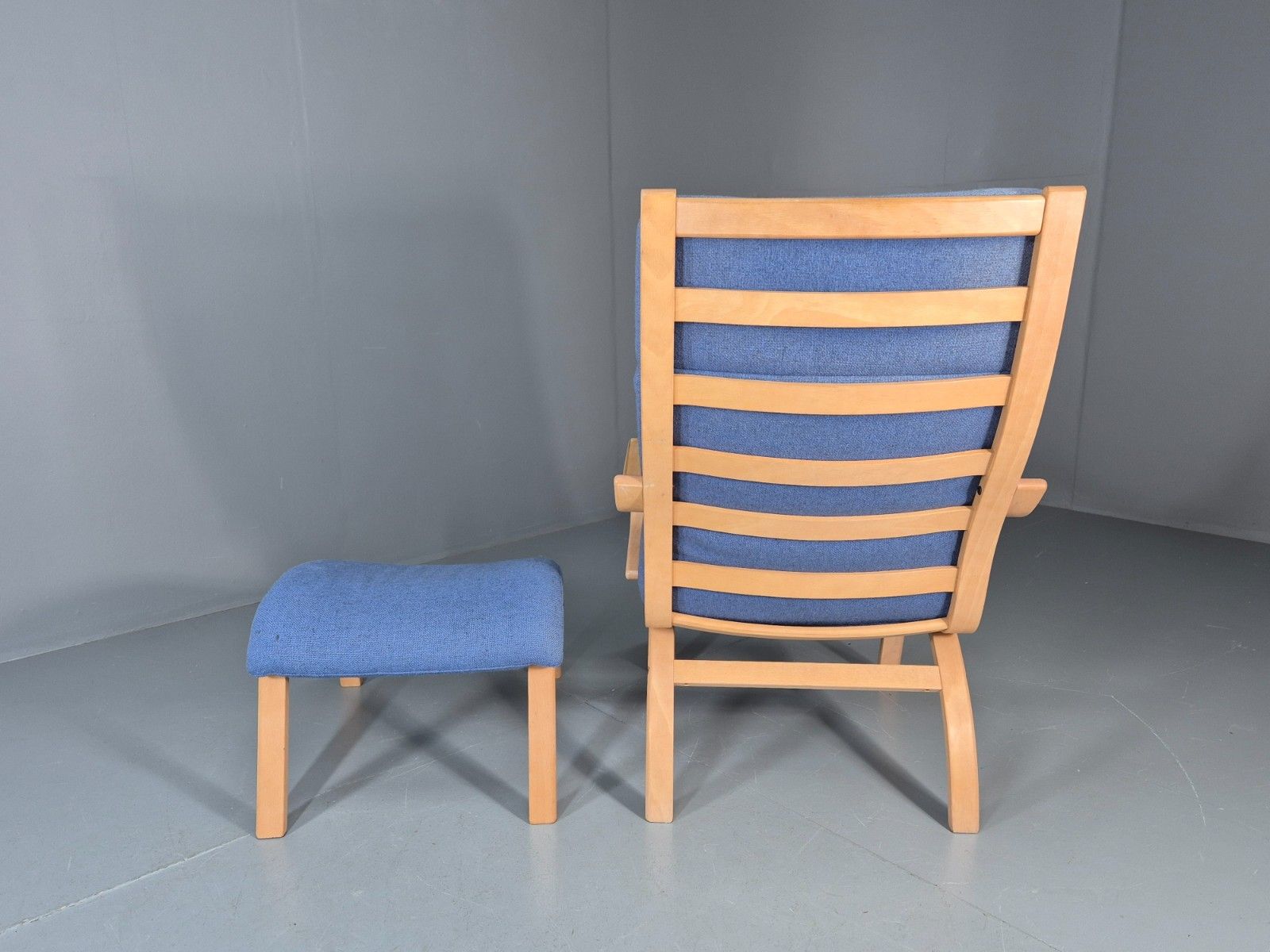 Retro Bentwood Lounge Chair And Footstool Vintage Danish 1980s Mcm  Eb11382 Mben photo vintage