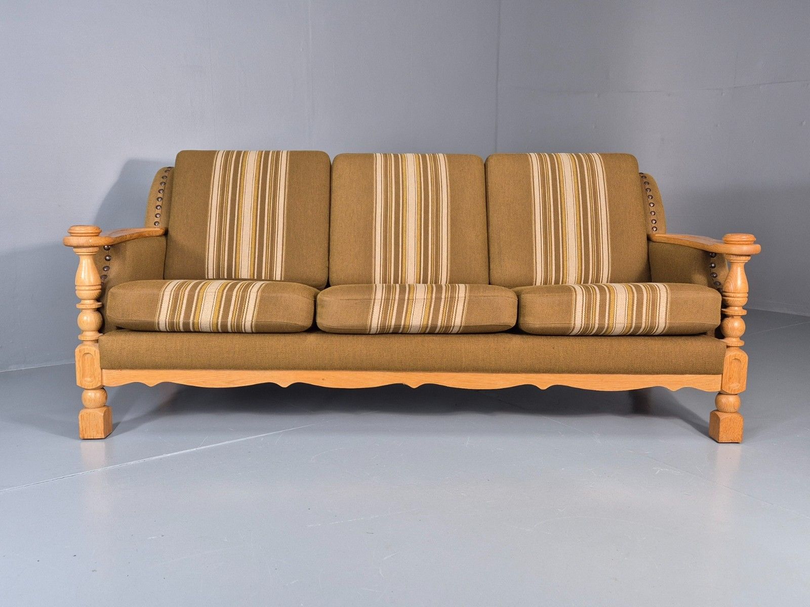 Vintage Danish Three Seater Settee Kjaernulf Style Oak Frame Eb11313 M3ss photo 750.0
