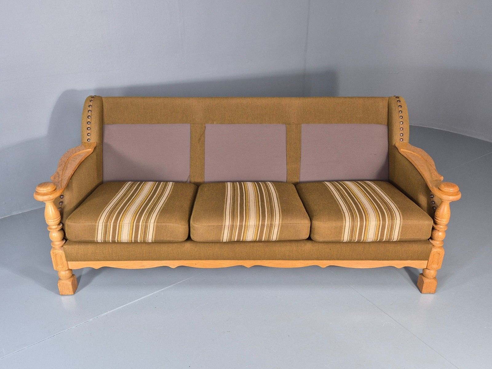 Furniture Vintage Danish Three Seater Settee Kjaernulf Style Oak Frame Eb11313 M3ss photo