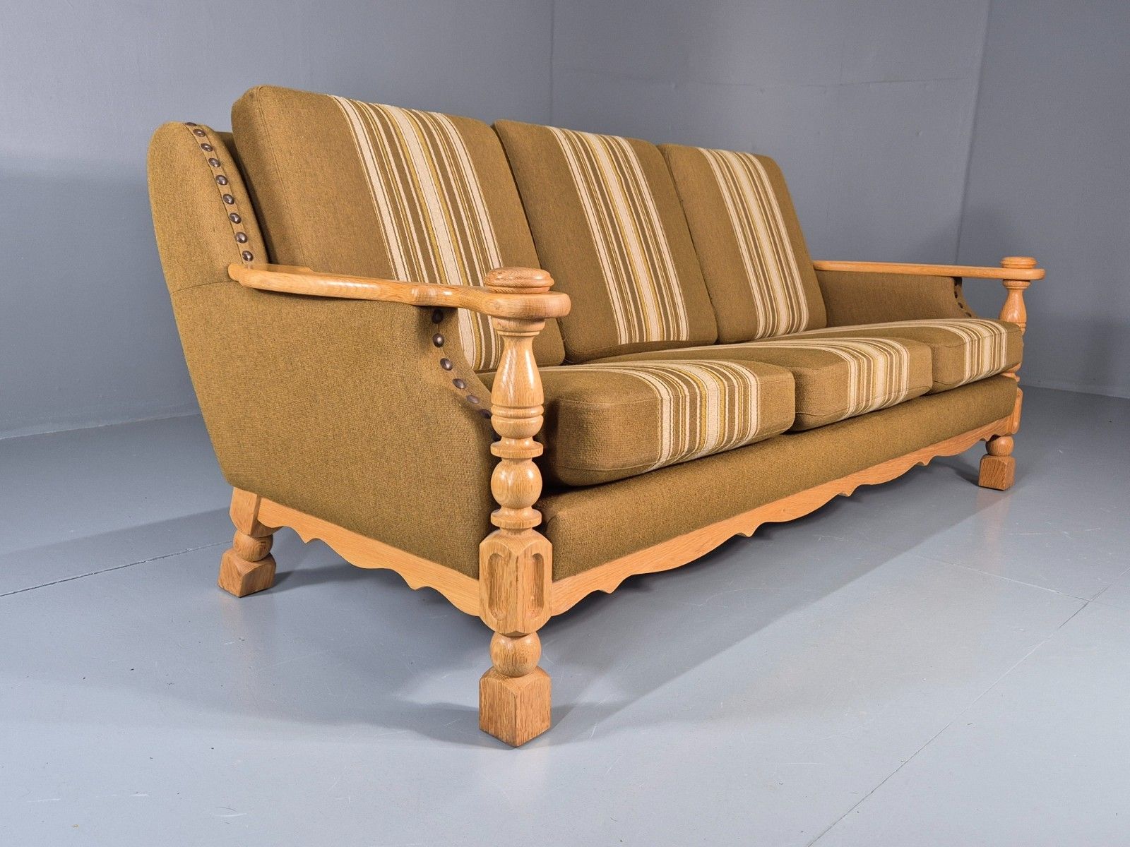 photo buy Vintage Danish Three Seater Settee Kjaernulf Style Oak Frame Eb11313 M3ss