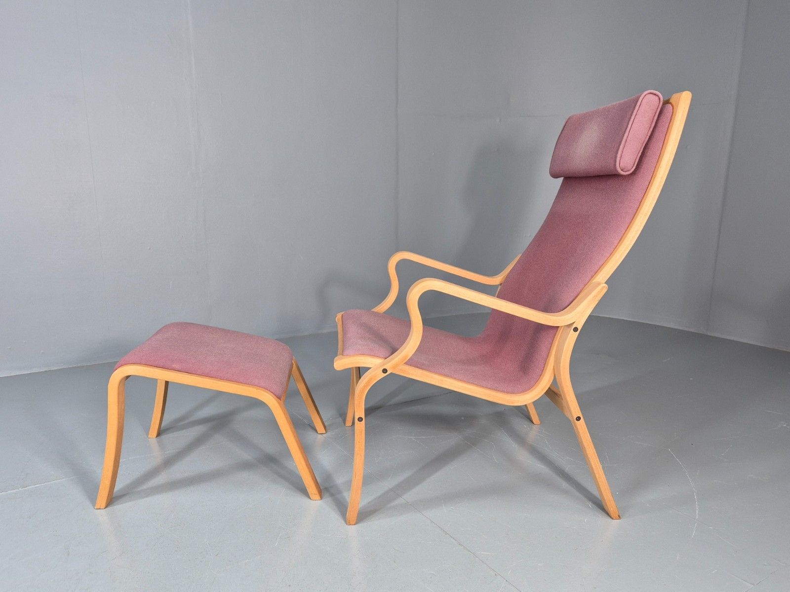 photo for sale Vintage Danish Bentwood Chair And Footstool Ostergaard Style Retro Eb11297 Mben