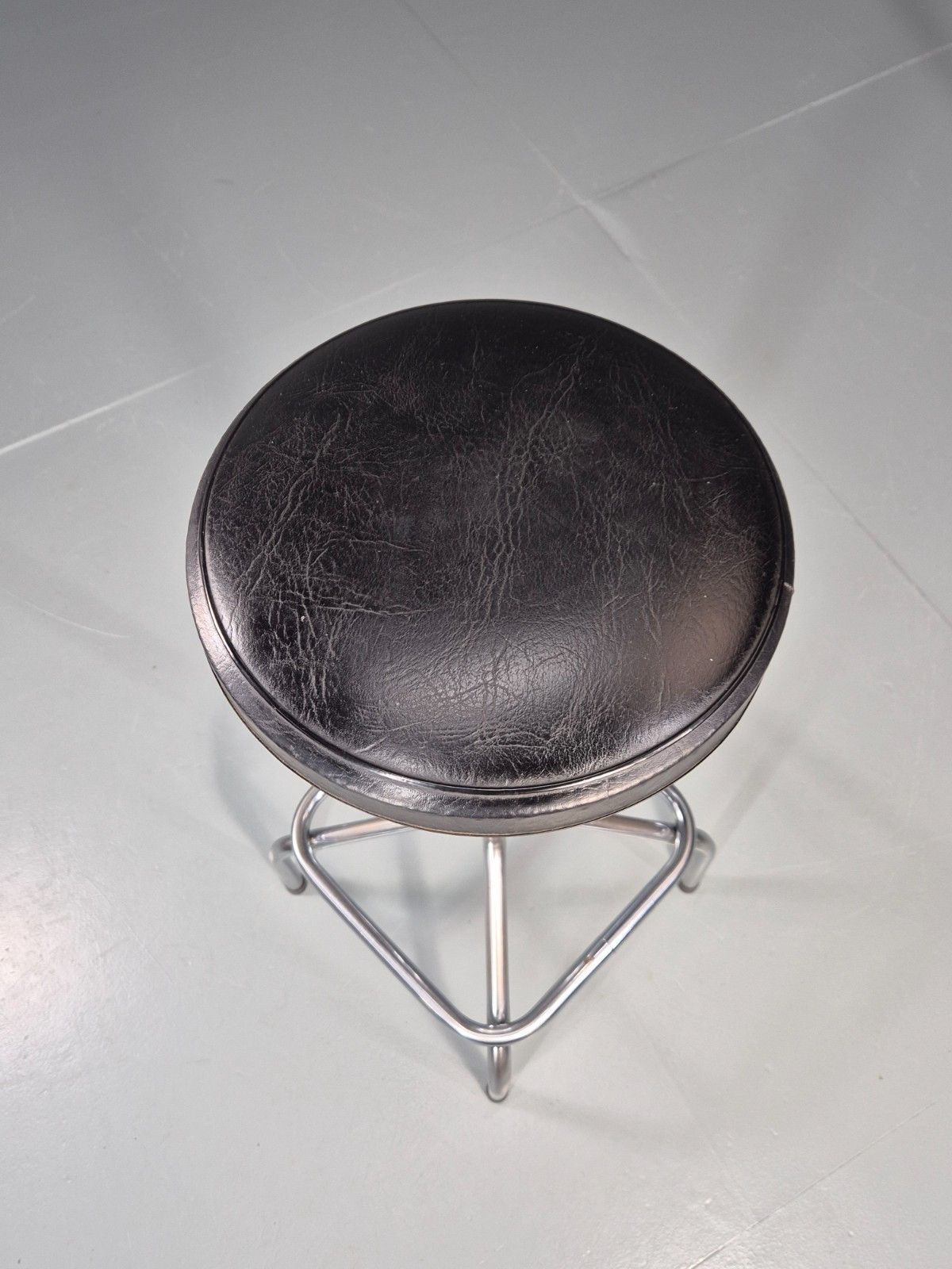 Vintage 1980s Bar Sttol Chrome And Black Vinyl Bauhaus Retro Eb11275 Mdin photo 80.0