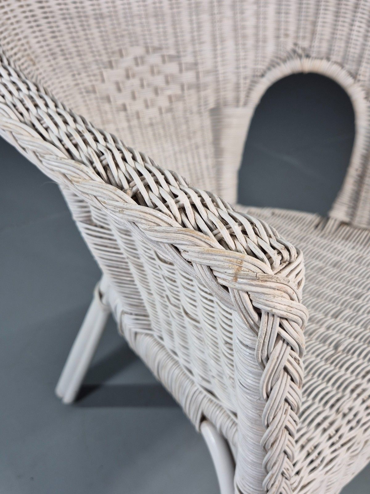 Vintage Rattan Lounge Chair White Painted 1970s Retro Eb11219 Vber photo 60.0