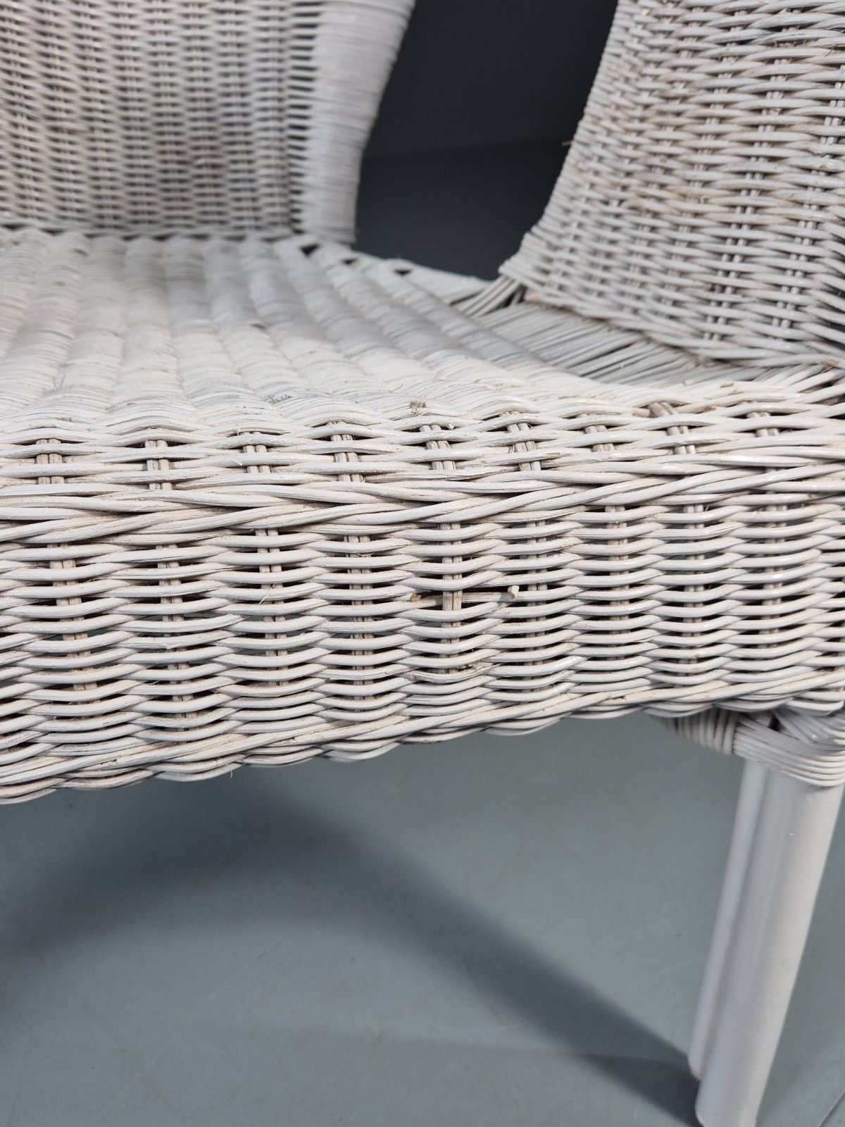 Vintage Rattan Lounge Chair White Painted 1970s Retro Eb11219 Vber photo vinterior