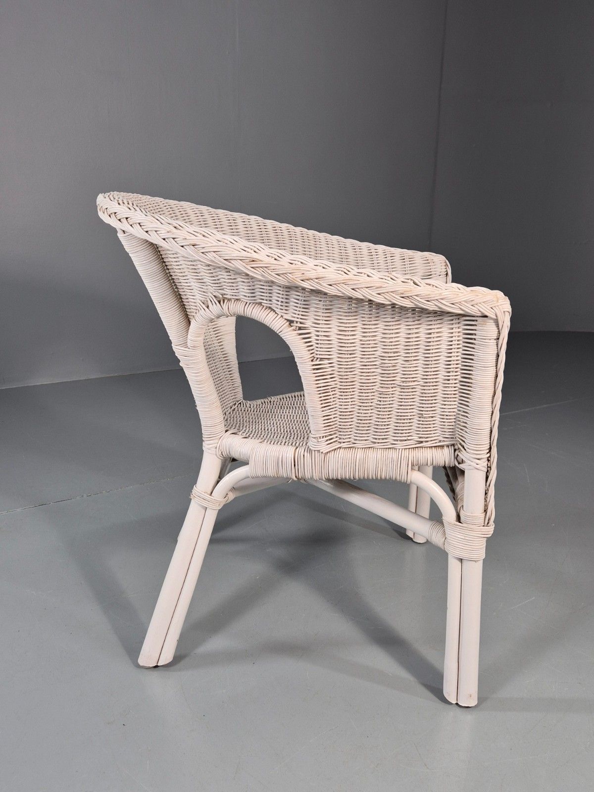 Vintage Rattan Lounge Chair White Painted 1970s Retro Eb11219 Vber photo vintage