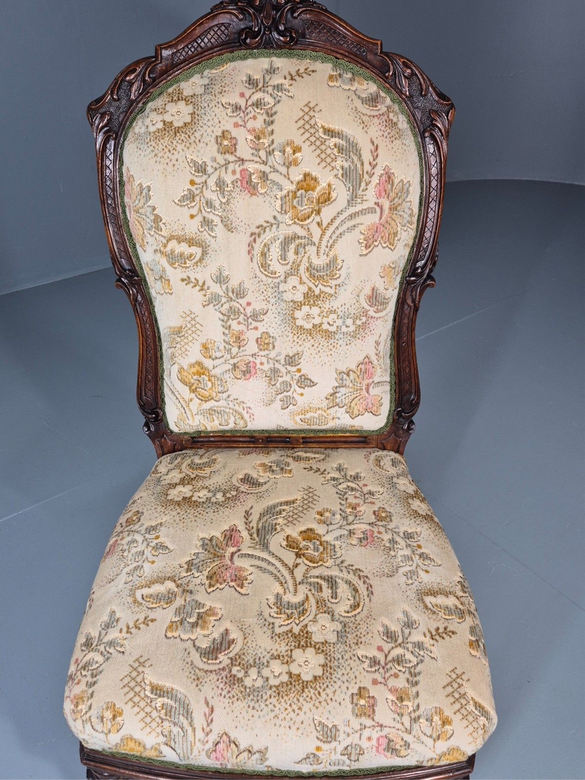 photo vinterior Antique Mahogany Nursing Chair Floral Upholstery 1880s Victorian Eb11175 Vclo