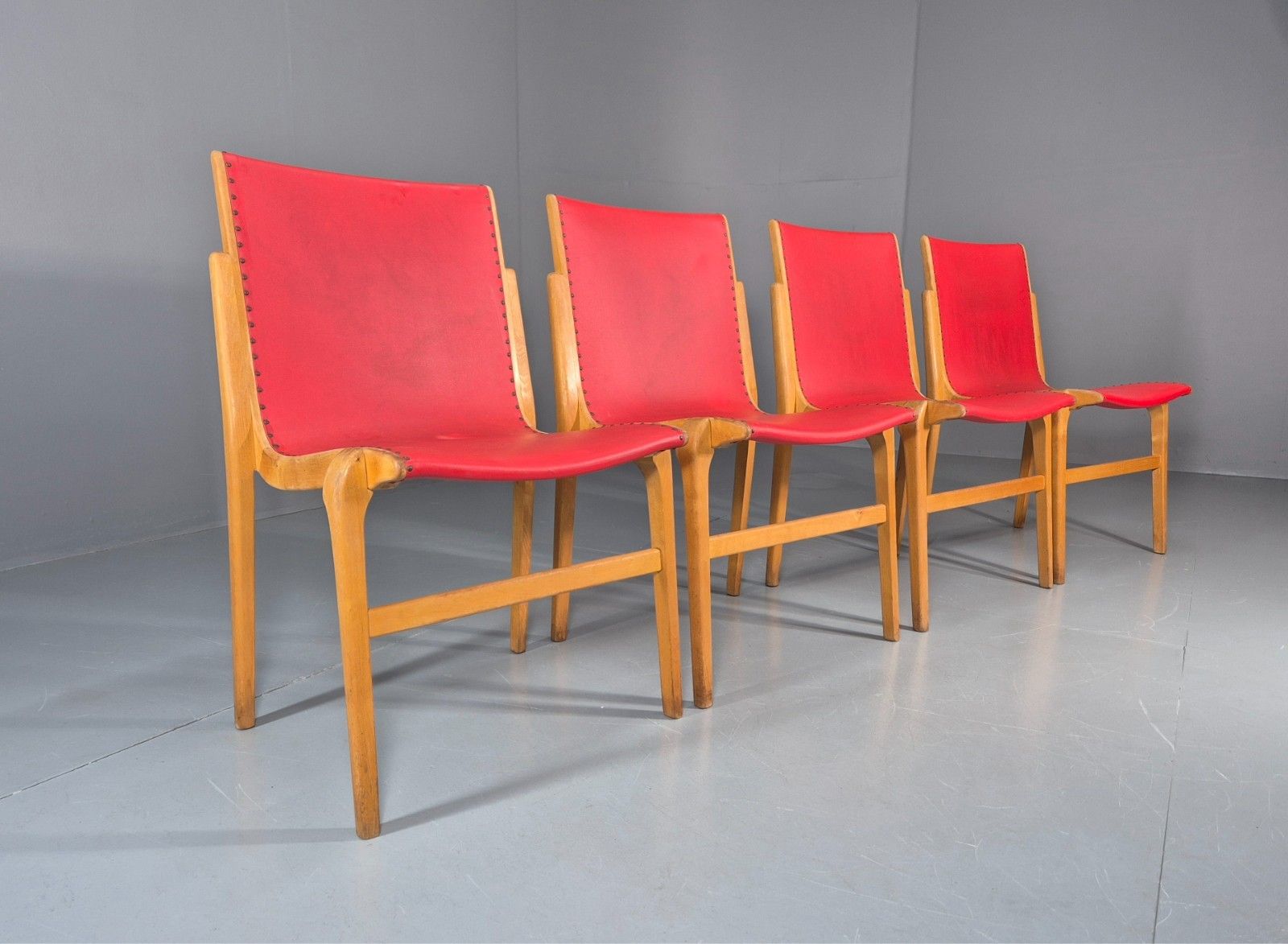 4 Stacking Lounge Chairs 1950s Swedish Red Beech Mid Century Retro Eb11102 Mdin photo furniture