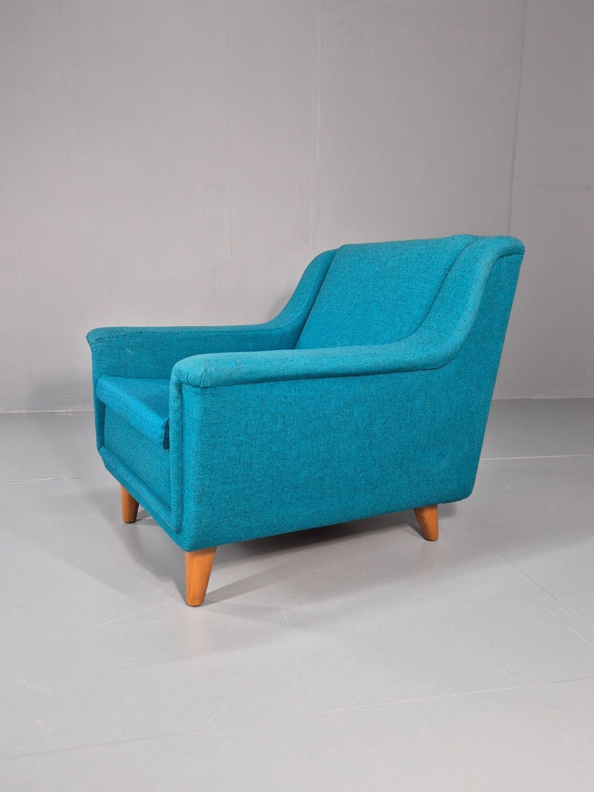 Vintage Swedish Lounge Chair 1960s Retro Dux Mid Century Blue Wool  Eb11104 Mnor photo furniture