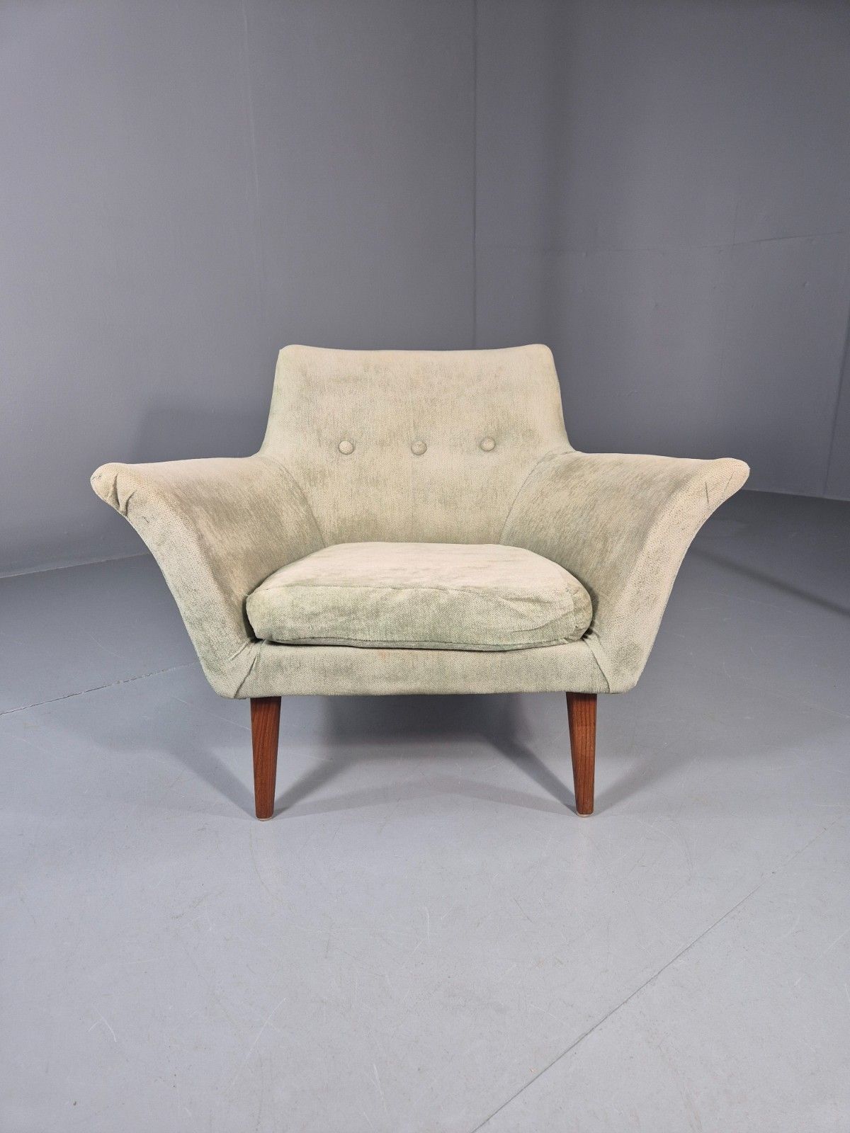 Mid Century Scandinavian Lounge Chair 1960s Retro Green  Eb11090 Mnor photo for sale