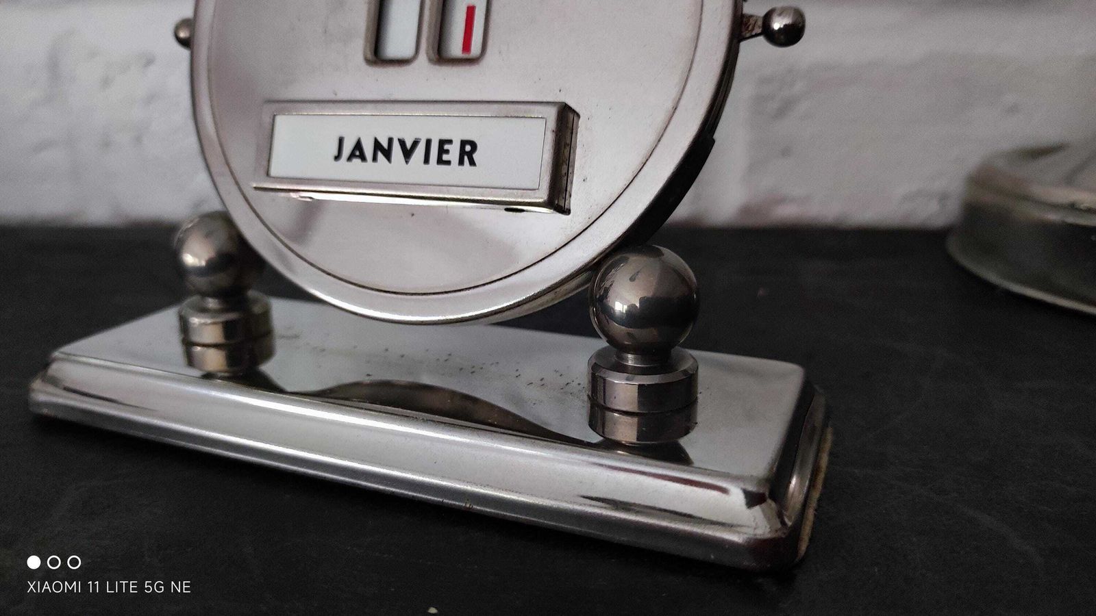 Art Deco Chrome Perpetual Calendar Antique Mistral French Desktop Calendar photo vintage