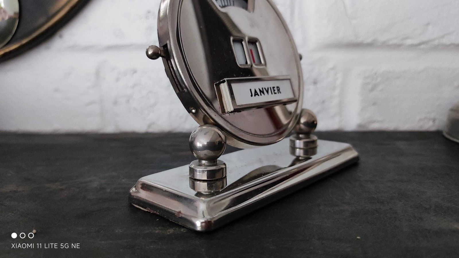 photo for sale Art Deco Chrome Perpetual Calendar Antique Mistral French Desktop Calendar