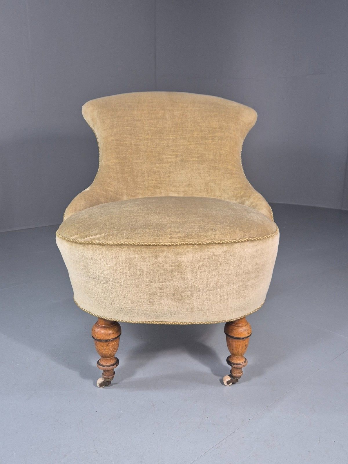 Antique Cocktail Chair Green Velour Vintage Danish 1800s  Eb10761 Vclo photo for sale