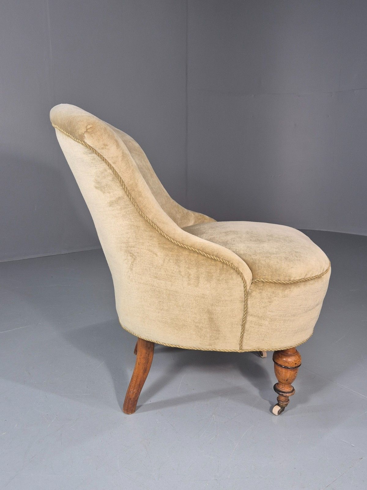 Antique Cocktail Chair Green Velour Vintage Danish 1800s  Eb10761 Vclo photo vintage