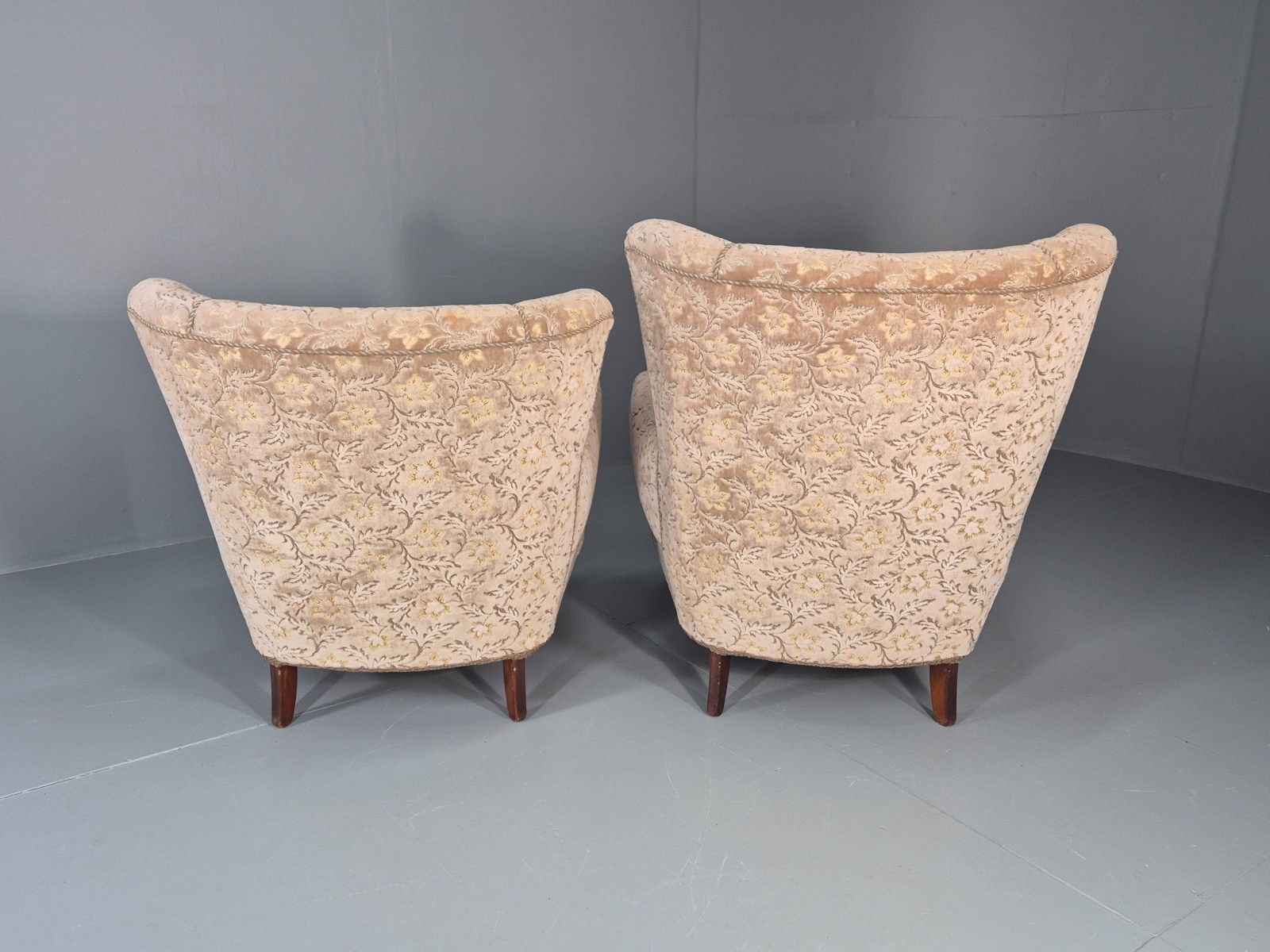 2 1950s Lounge Chairs Mid Century Danish Floral Moquette Retro  Eb11318 Mnor photo buy