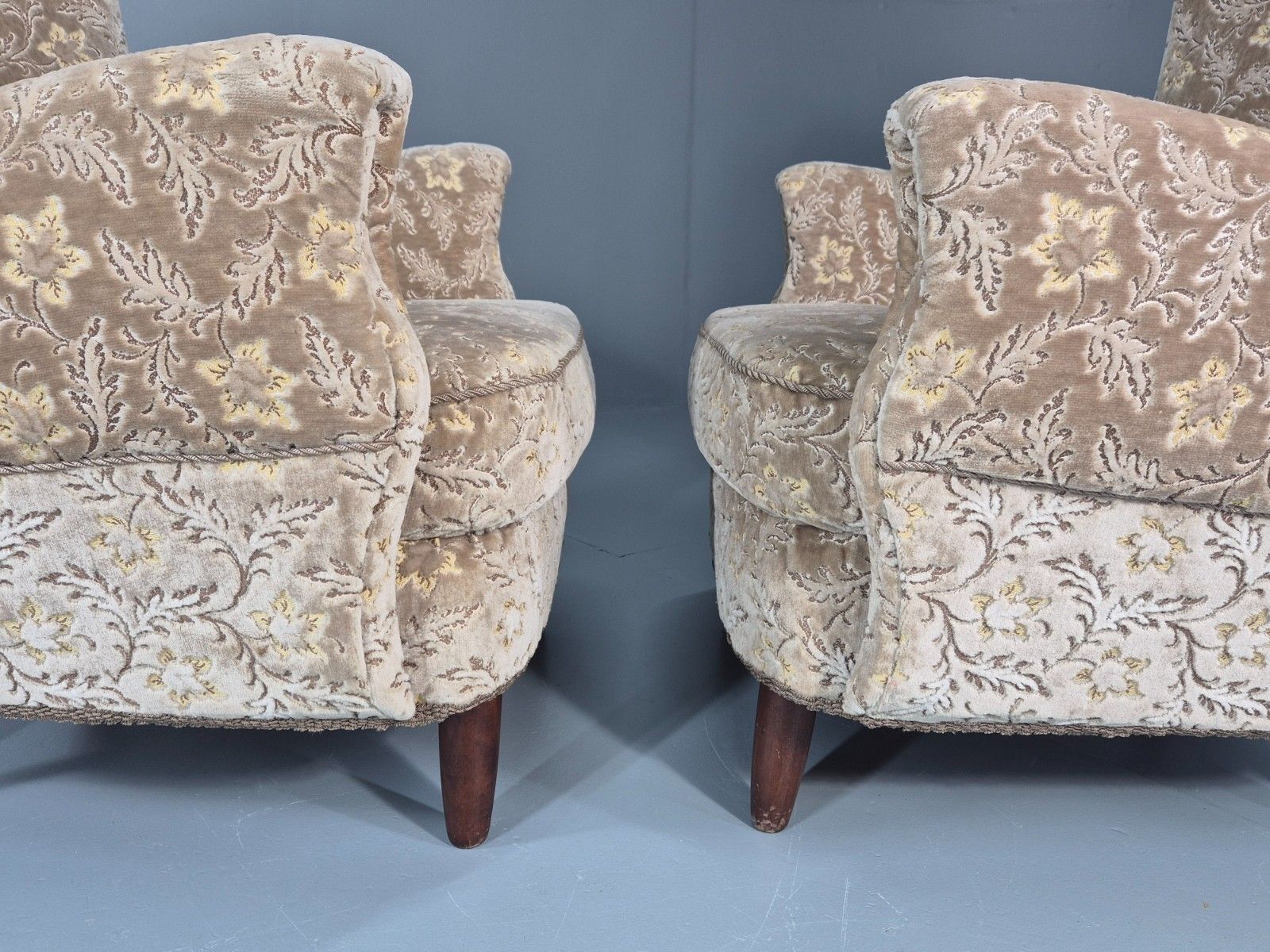 photo for sale 2 1950s Lounge Chairs Mid Century Danish Floral Moquette Retro  Eb11318 Mnor