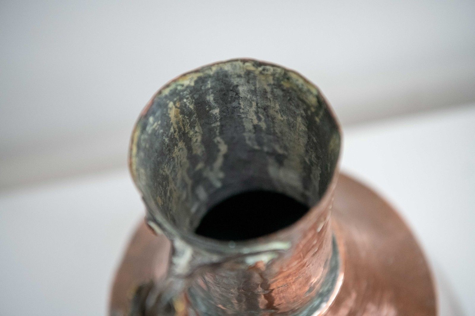 Home Decor Large 18th Century English Hand Raised Copper Ale Jug With Lid – Initialled “Nh” photo