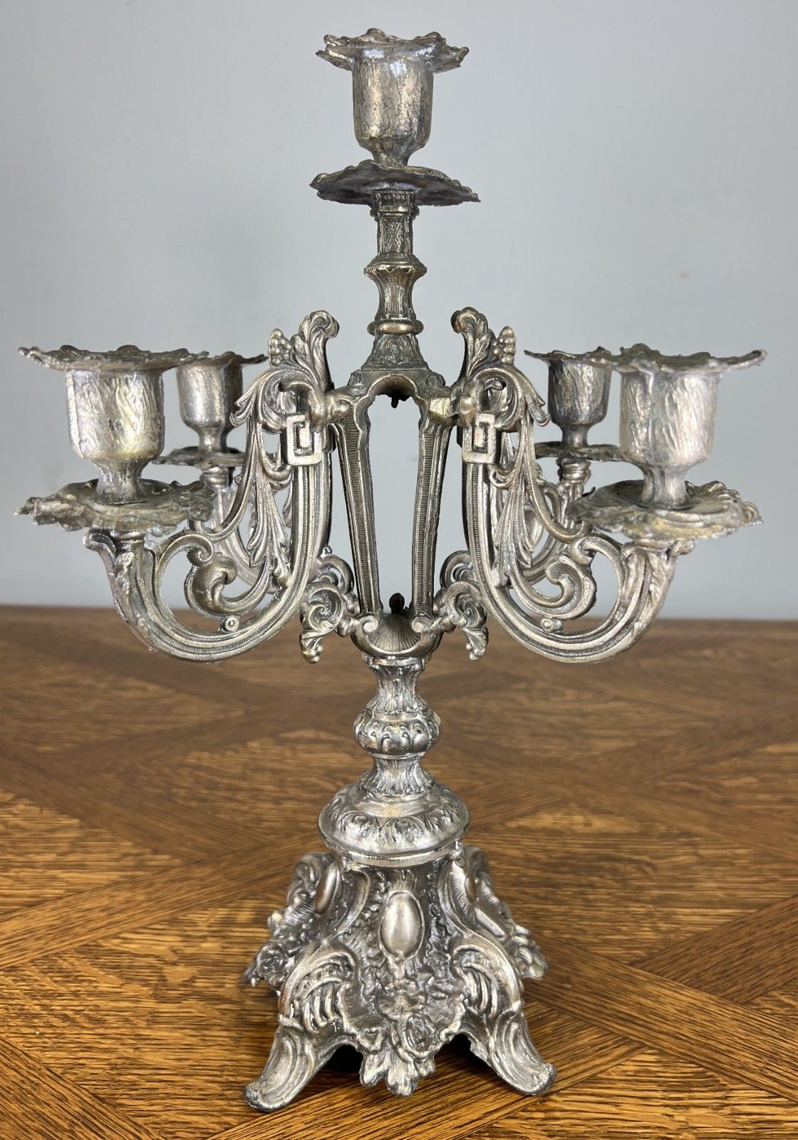 Candelabra Vintage French Style Metal Five Arm Table Centrepiece Lot 4671 photo for sale