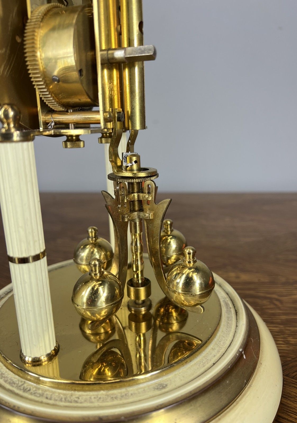 Home Decor Clock Kern Vintage Style Glass Dome Brass Anniversary Clock Lot 4674 photo