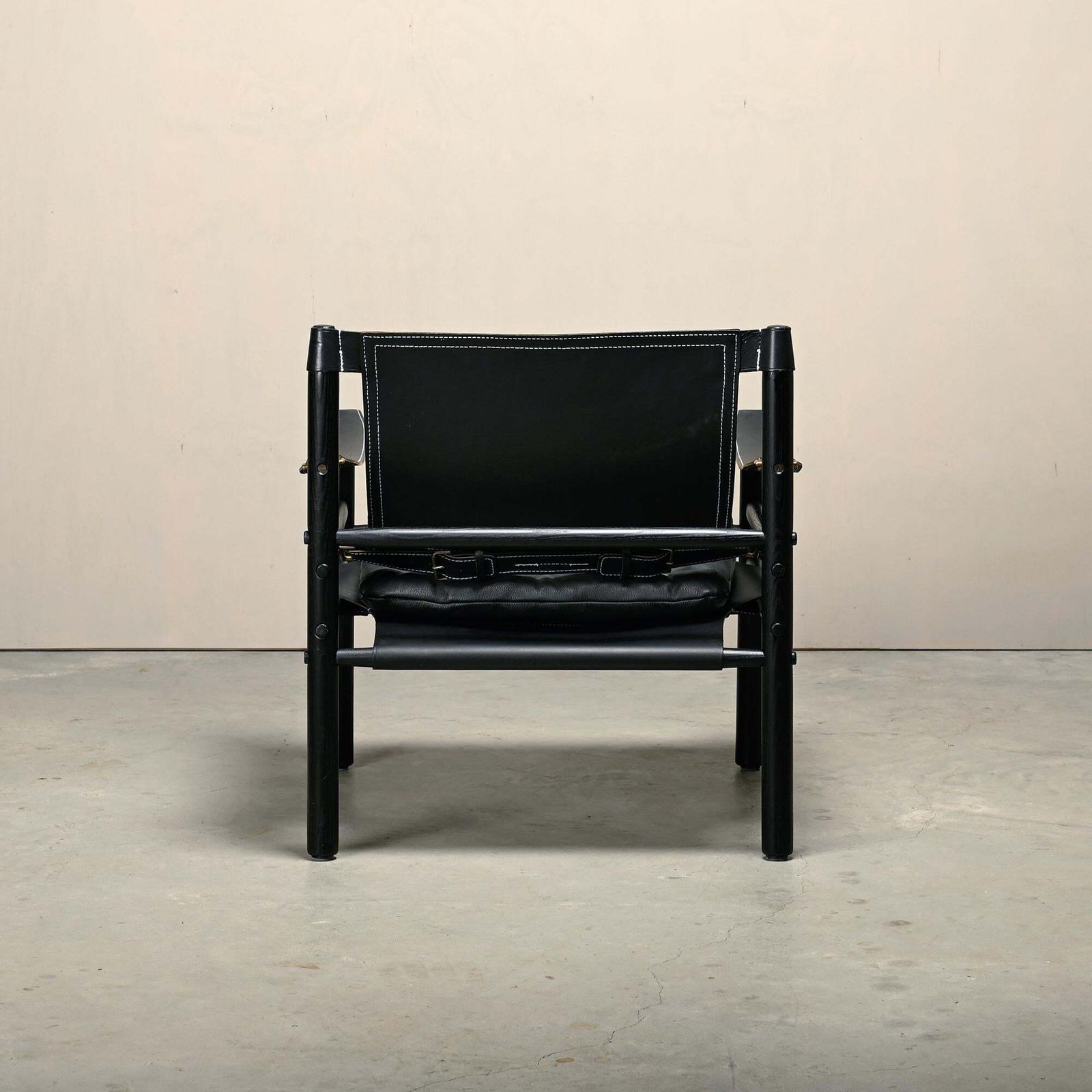 Arne Norell Sirocco Safari Lounge Chair In Black Leather / Stained Ash, Sweden photo vinterior