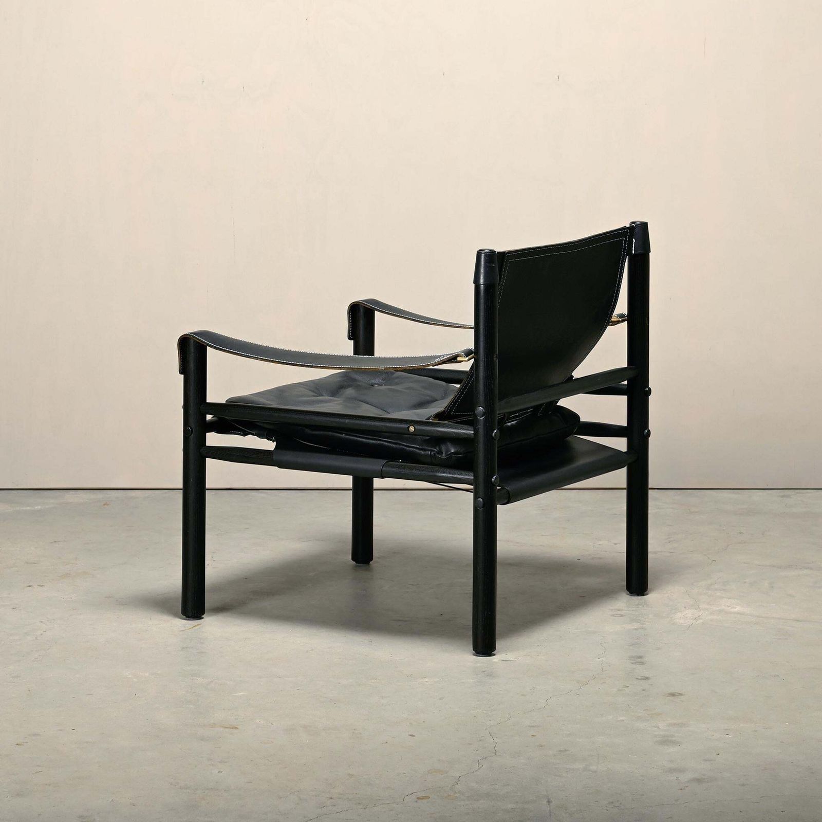 Arne Norell Sirocco Safari Lounge Chair In Black Leather / Stained Ash, Sweden photo buy