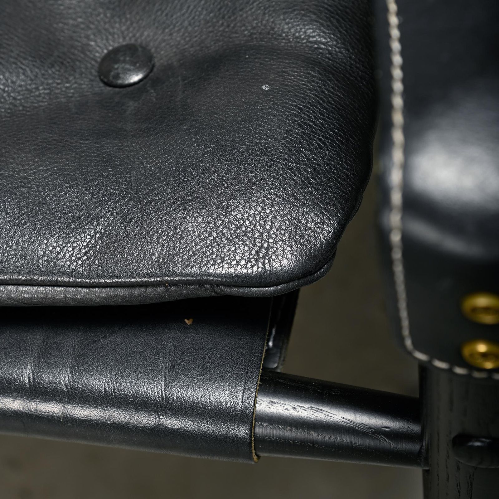 1706.0 Arne Norell Sirocco Safari Lounge Chair In Black Leather / Stained Ash, Sweden photo