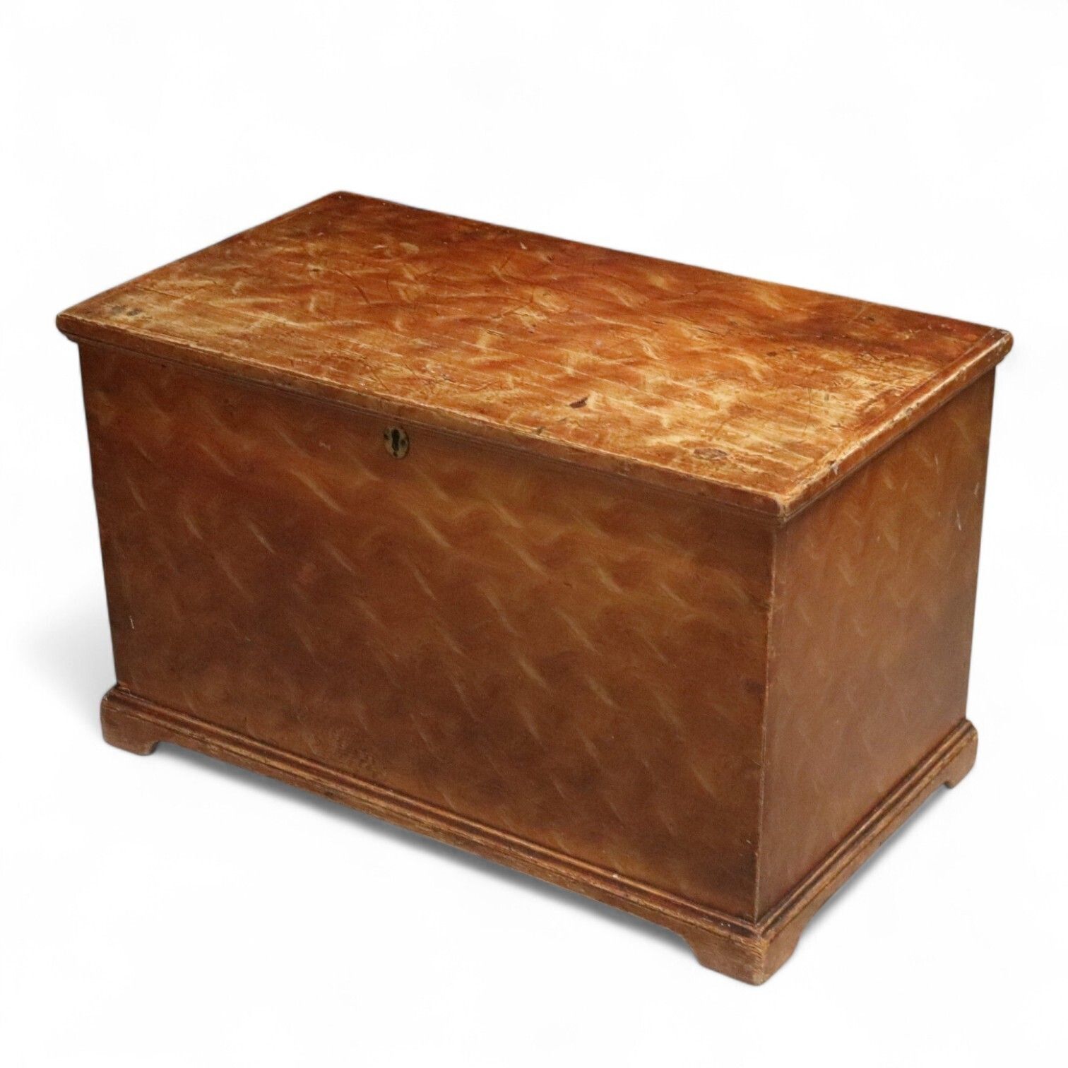 Antique Scumbled Pine Blanket Box Early 20th Century Grain Painted Chest photo furniture