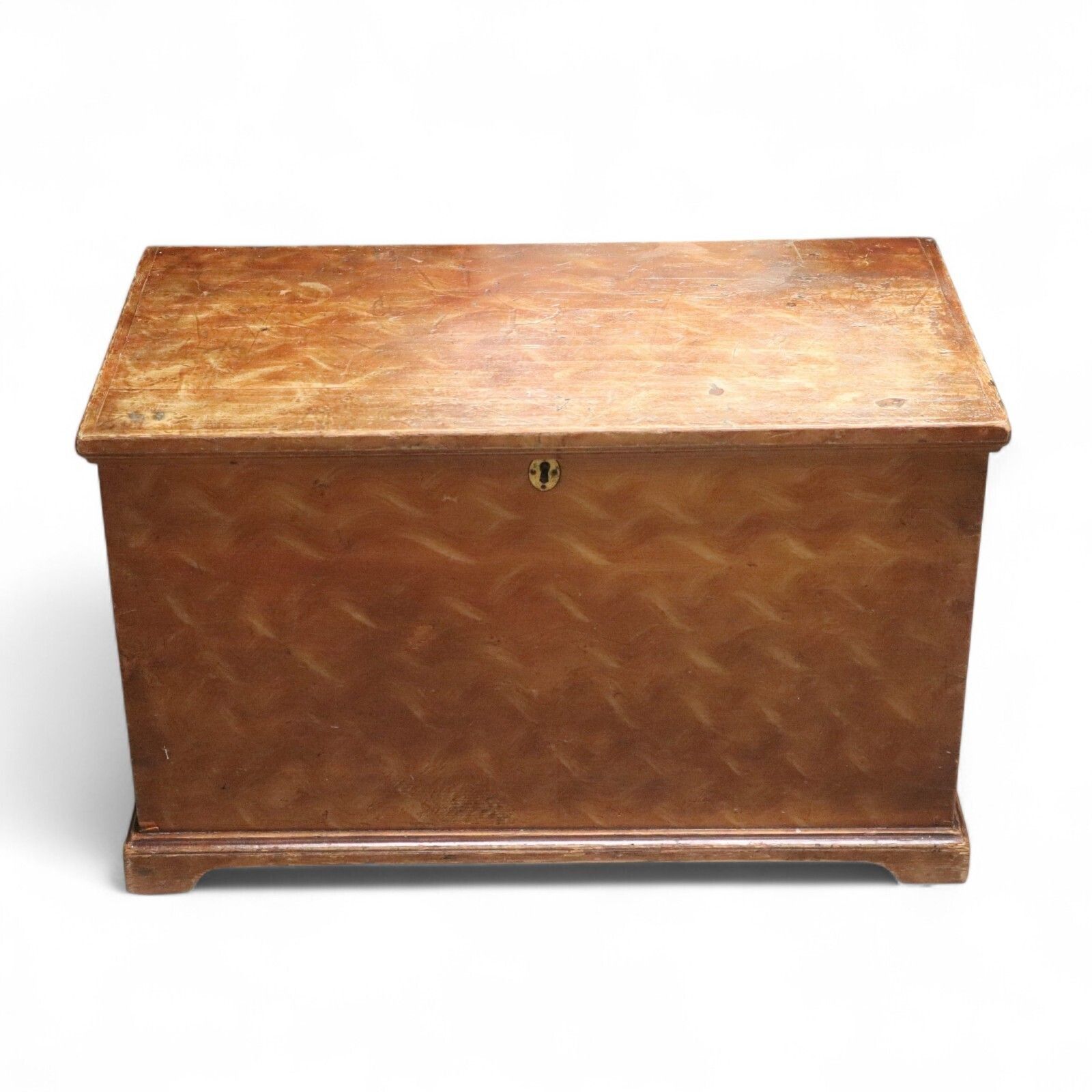 Antique Scumbled Pine Blanket Box Early 20th Century Grain Painted Chest photo vintage