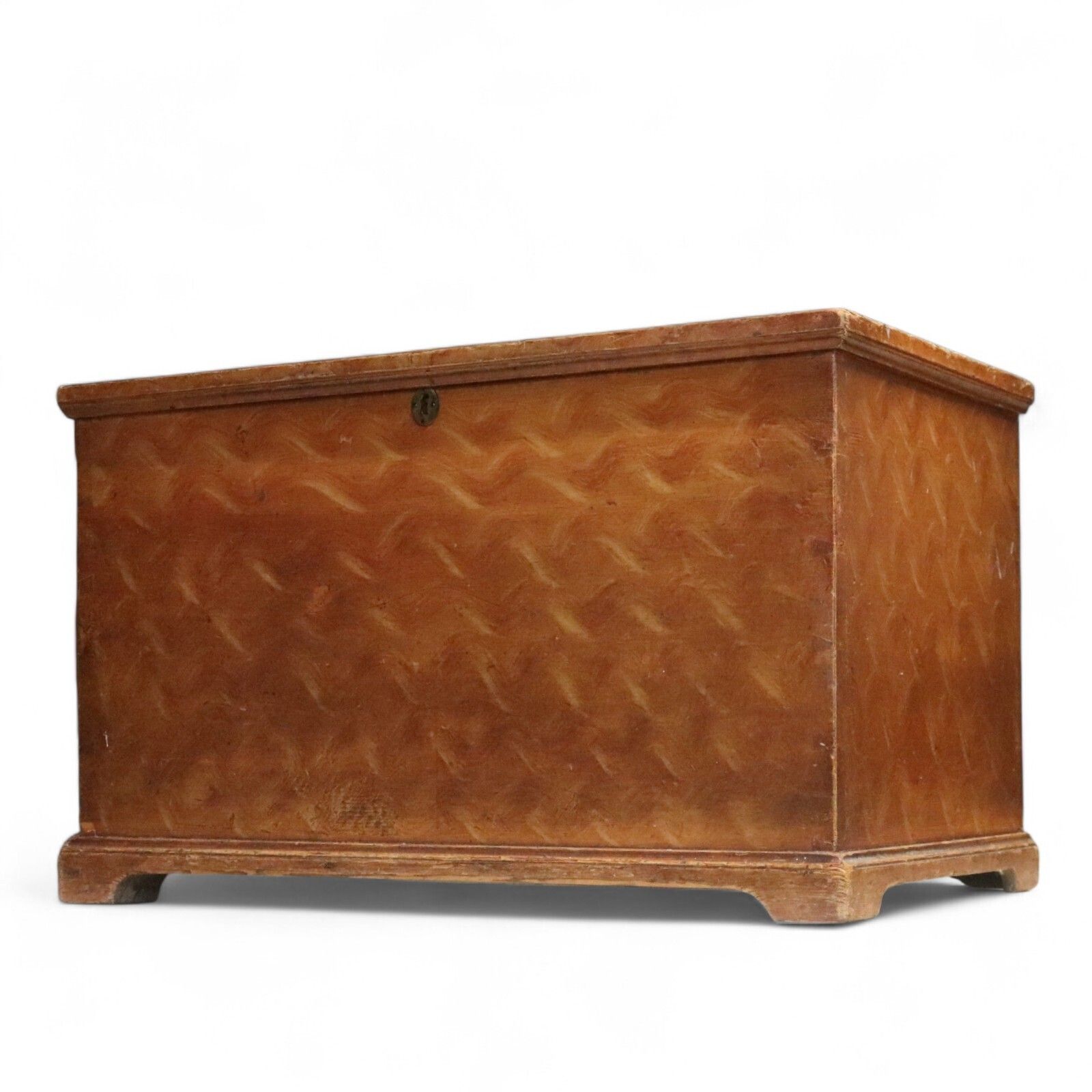 Home Decor Antique Scumbled Pine Blanket Box Early 20th Century Grain Painted Chest photo