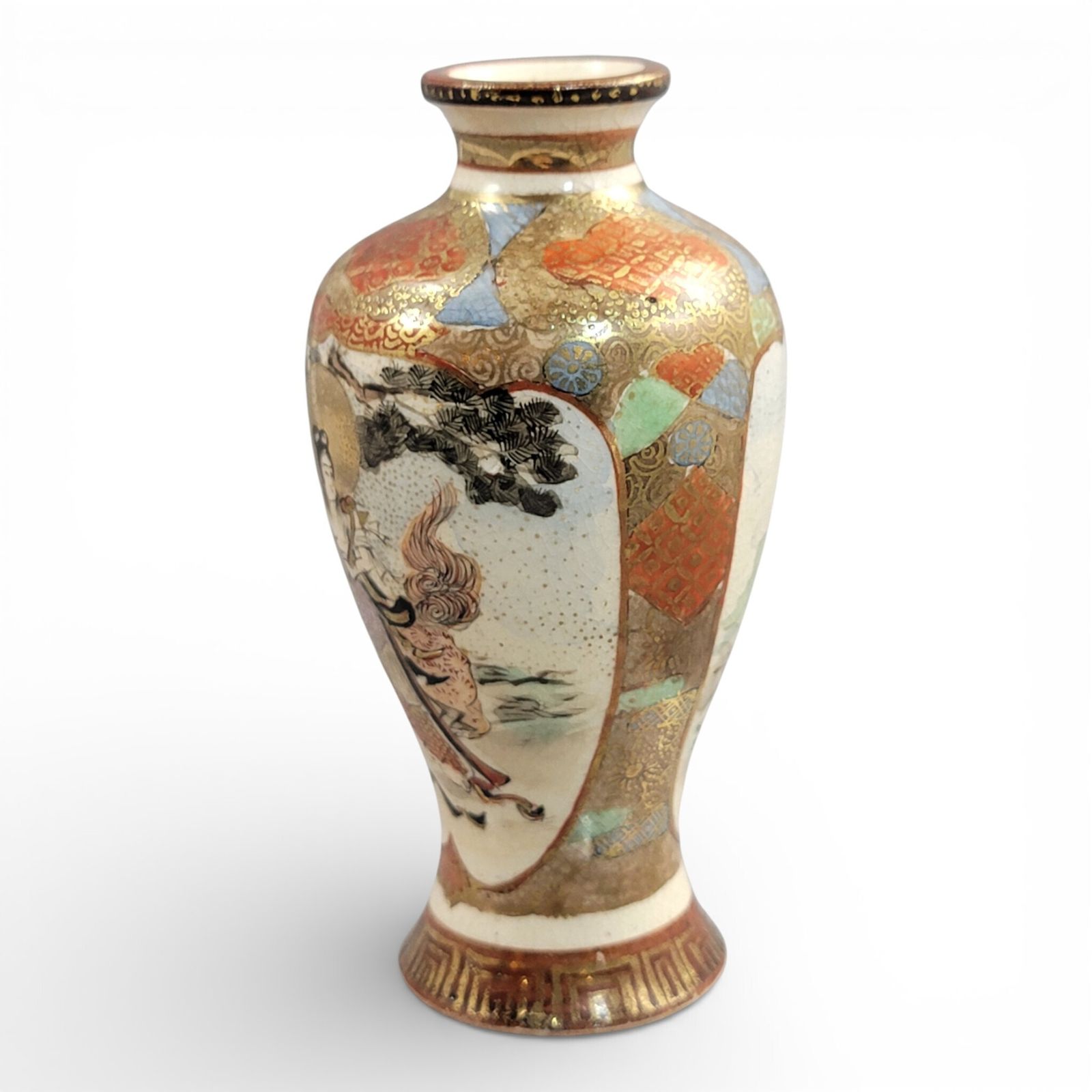 Miniature Satsuma Vase, Kyoto, Signed Chosei, Meiji Period, 10.7cm photo vintage