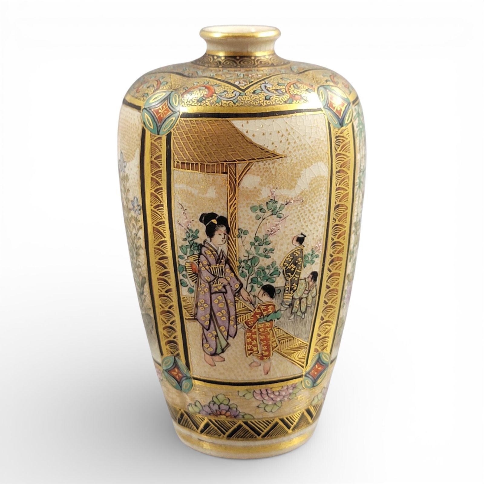 Miniature Japanese Satsuma Vase By Chosei, Kyoto, Meiji Era C.1890 photo furniture