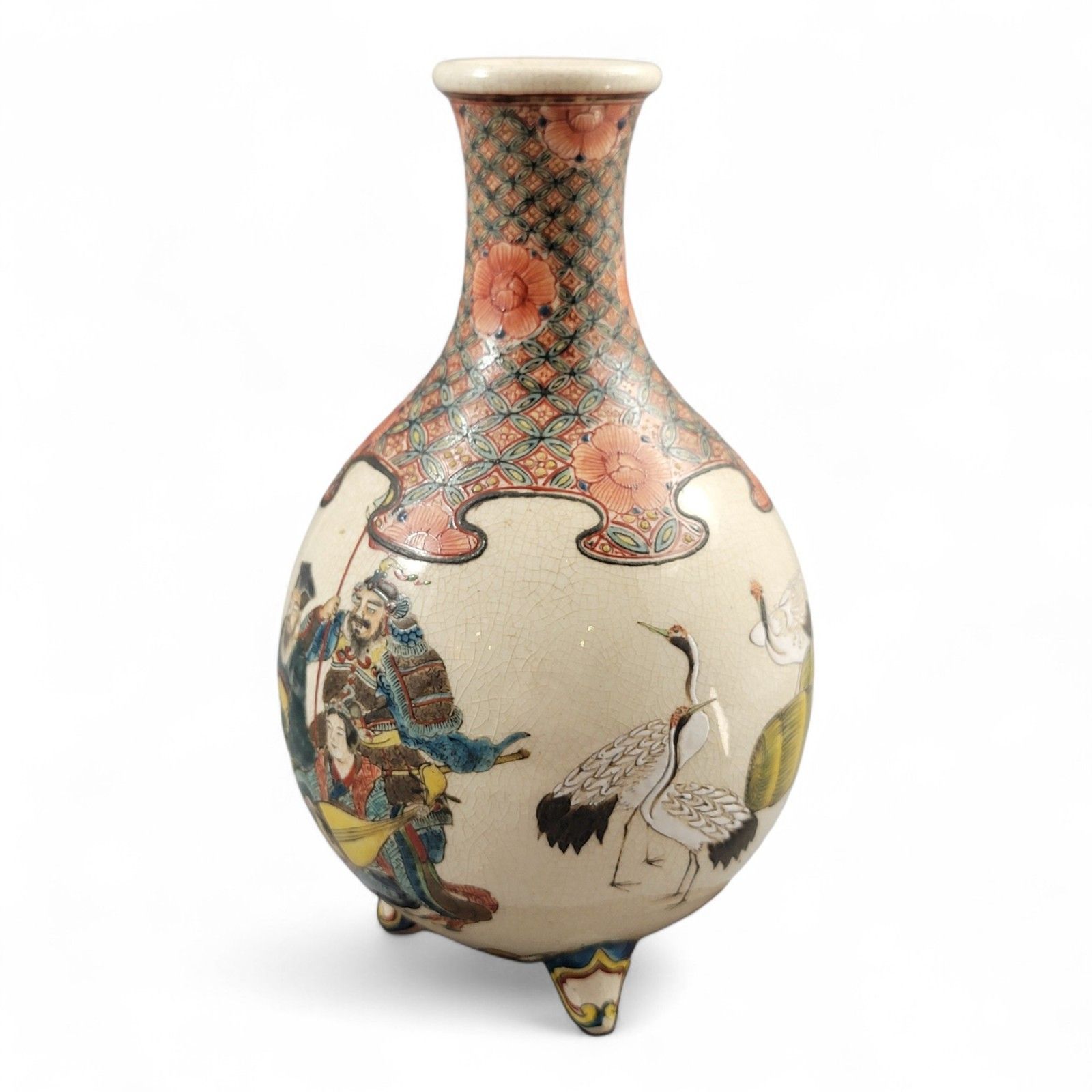 Antique Kyoto Satsuma Tripod Vase — Chōshūzan, Jissei After Yoshisada (Meiji) photo 1000.0