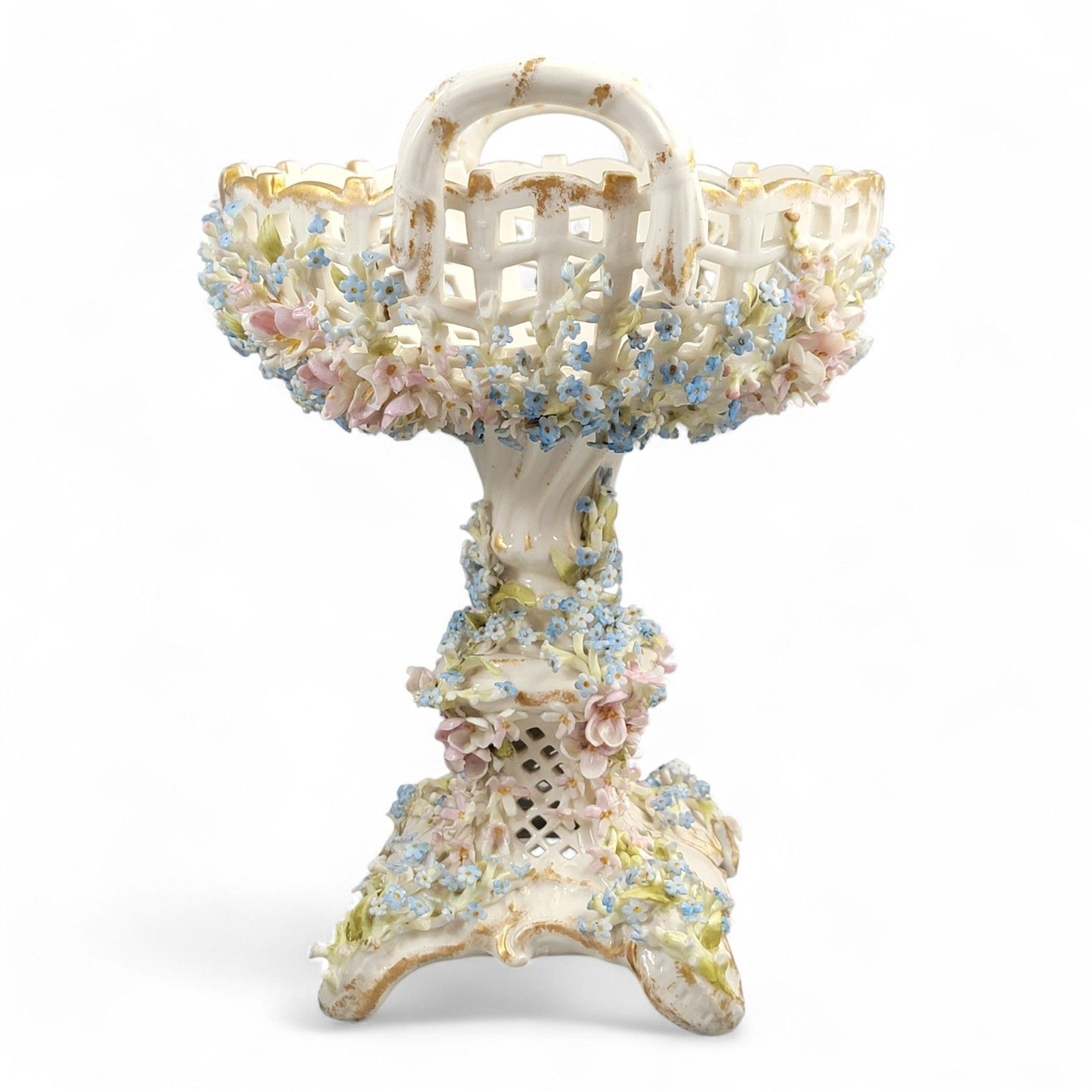 C.G. Schierholz Plaue Porcelain Flower Centerpiece C.1885, Reticulated Bowl photo furniture