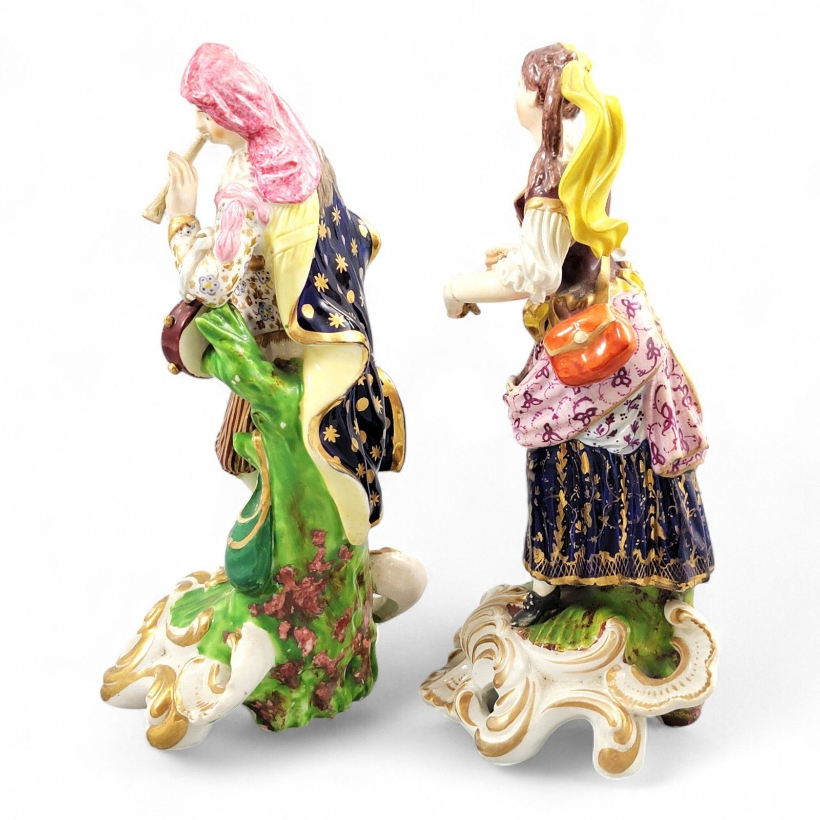 Derby Bloor Period Porcelain Figures “Idyllic Musicians” C.1815 Finely Enamelled photo for sale