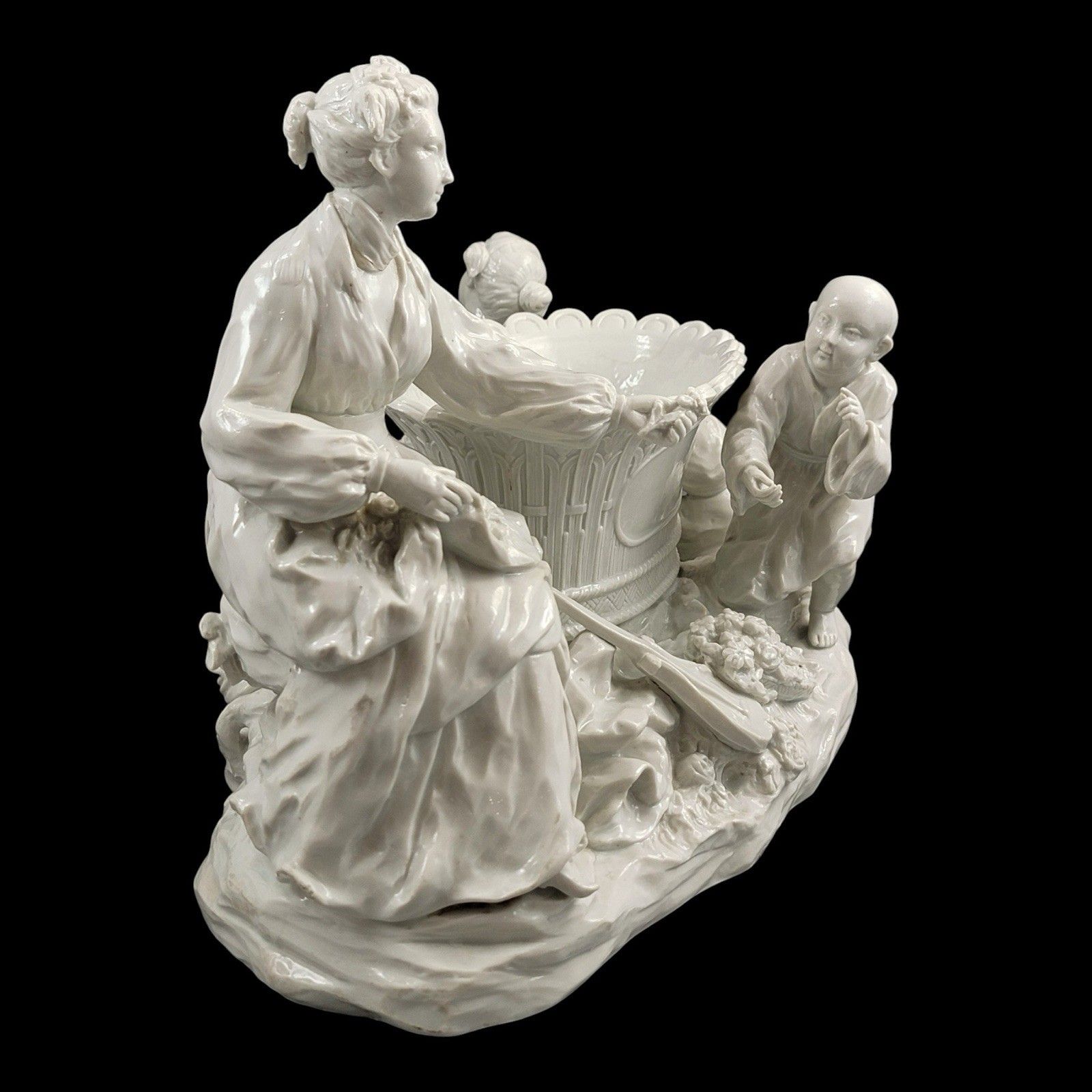 Large French Soft Paste Chinoiserie Figure Group With Jardinière, C.1750–1760 photo for sale