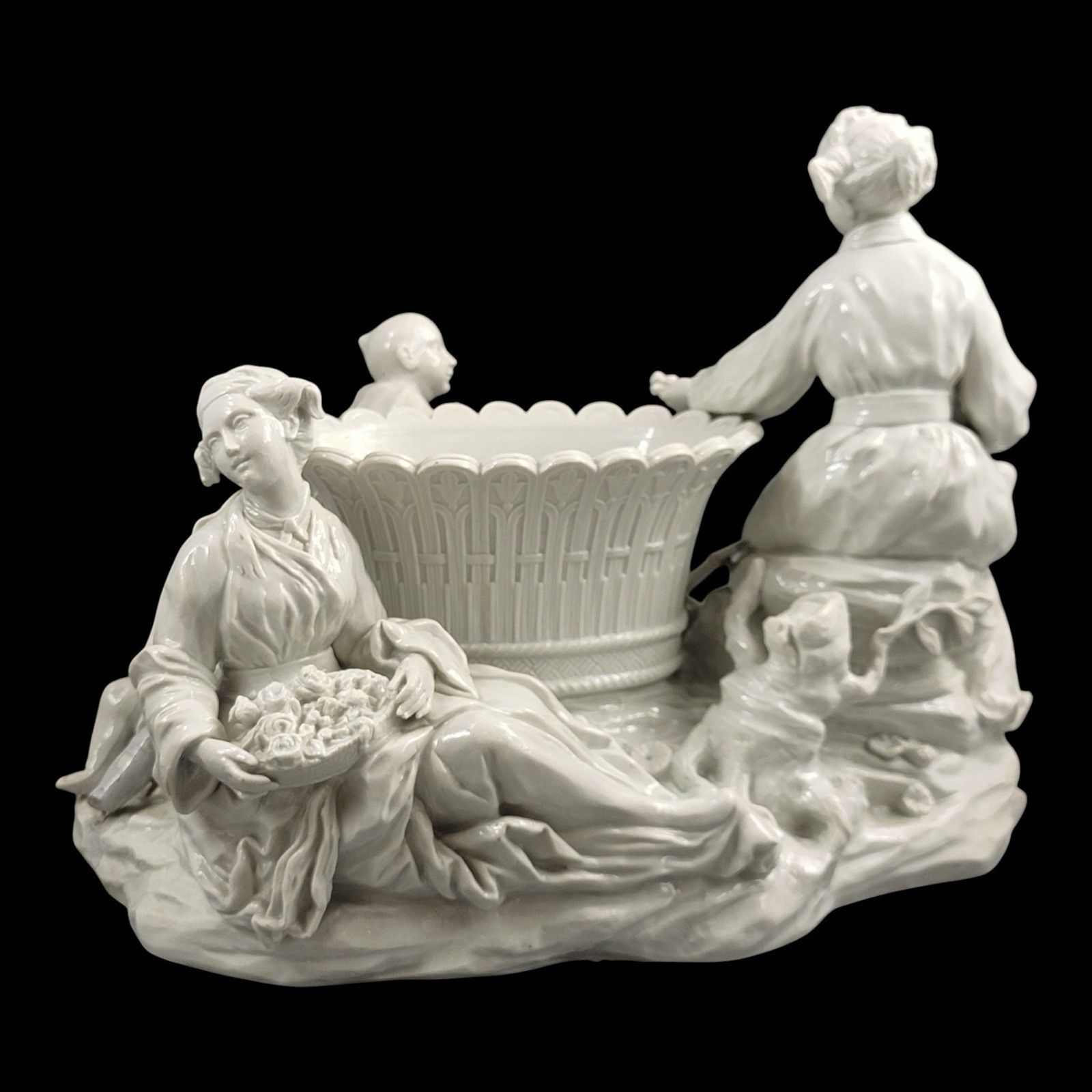 Large French Soft Paste Chinoiserie Figure Group With Jardinière, C.1750–1760 photo vinterior