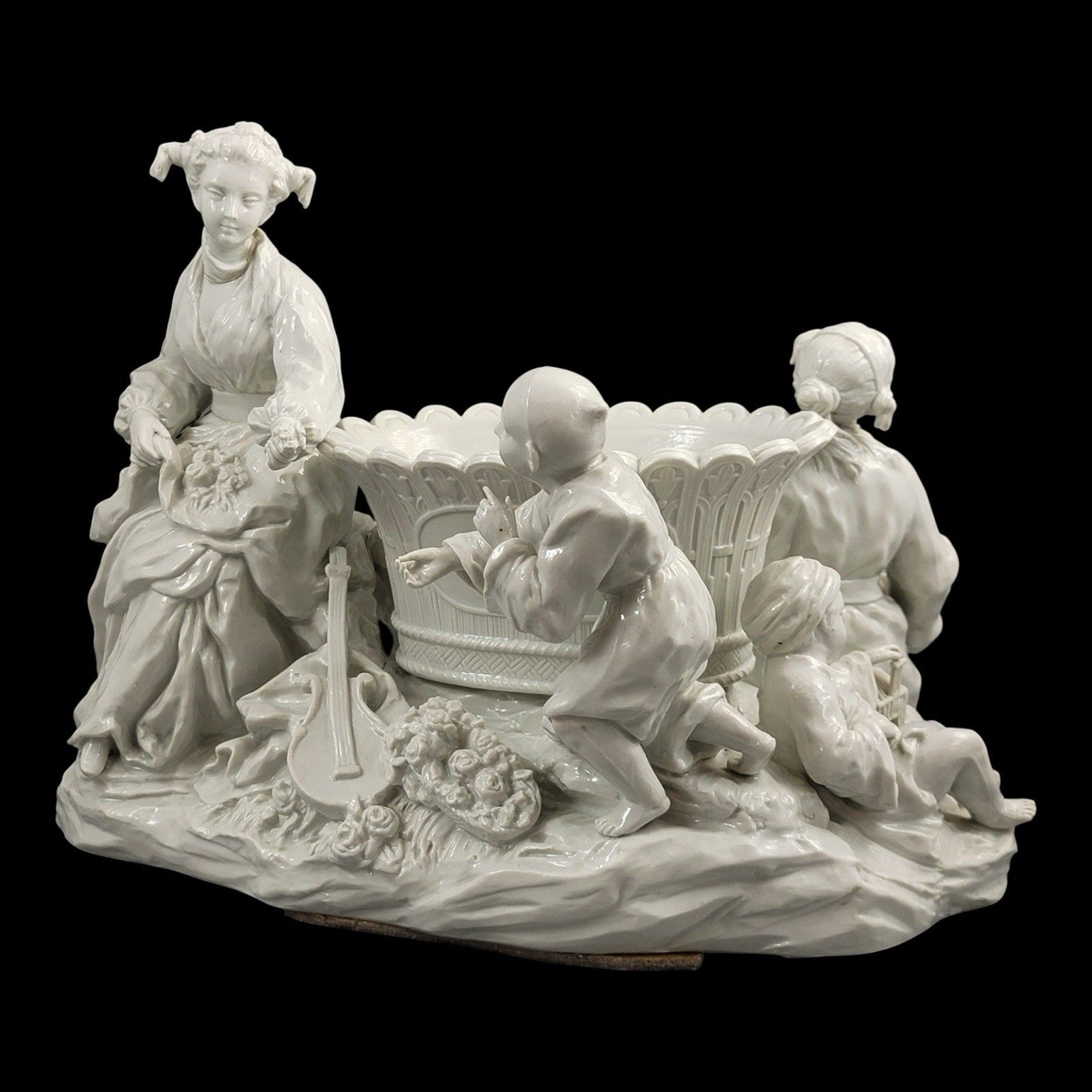 photo for sale Large French Soft Paste Chinoiserie Figure Group With Jardinière, C.1750–1760