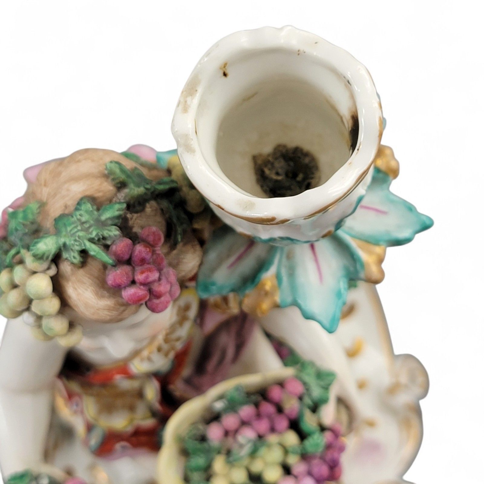 photo vinterior Antique Georgian Chelsea Porcelain Summer And Autumn Candlesticks C.1775–1783