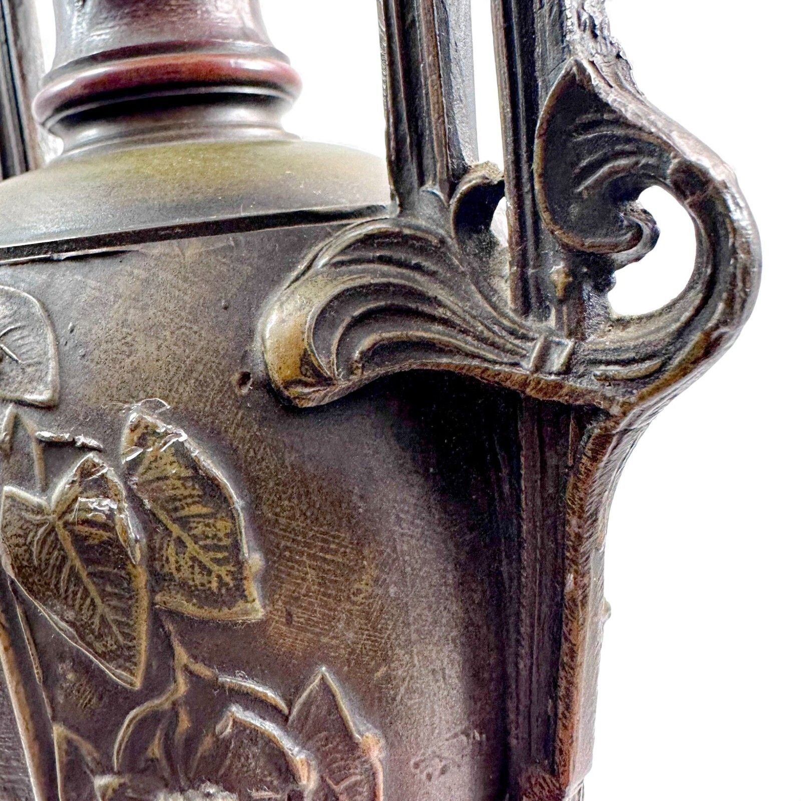 photo for sale Pair Of Antique French 19th Century Spelter Amphora Vases On Marble Bases
