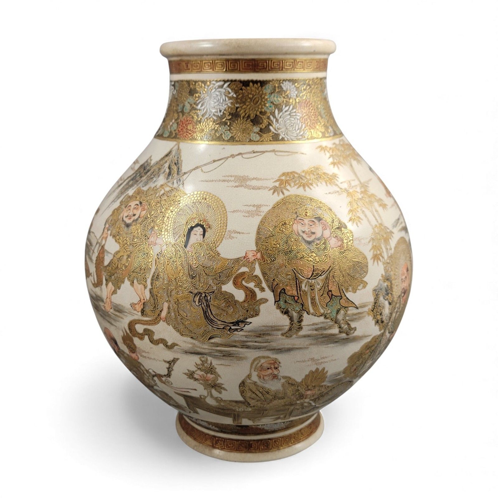 Antique Japanese Monumental Kyoto Satsuma Vase By Seiko En Chokei, Meiji Period photo 6000.0