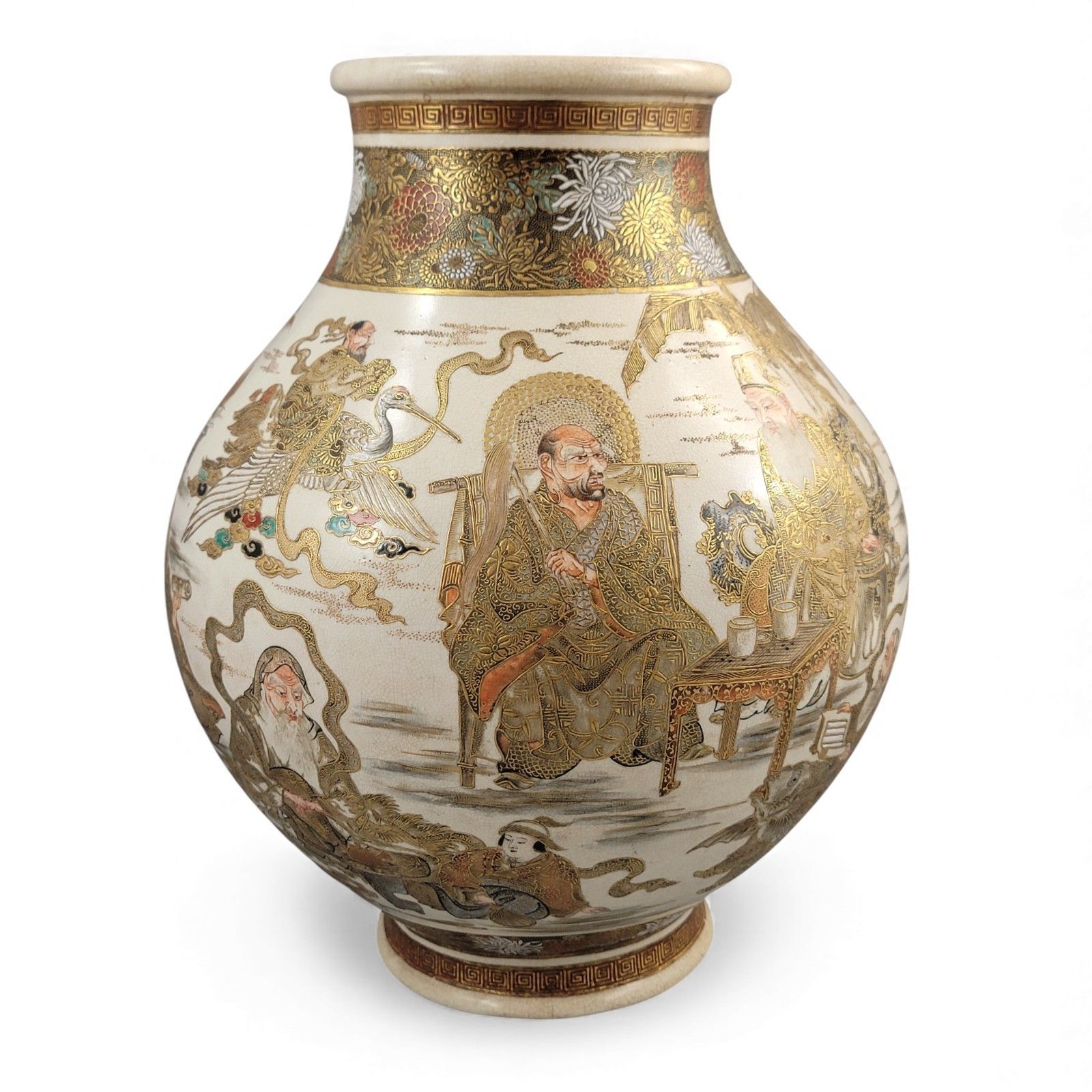 photo furniture Antique Japanese Monumental Kyoto Satsuma Vase By Seiko En Chokei, Meiji Period