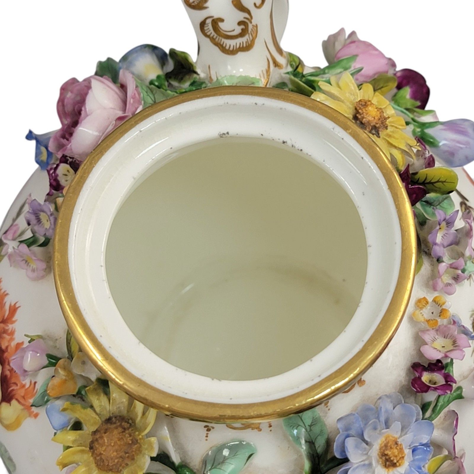 photo for sale Regency Coalport Porcelain Flower Encrusted Pot, Coalbrookdale Style, C.1815