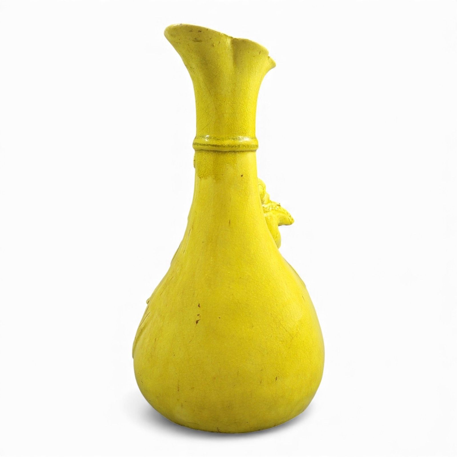Large Shiwan Yellow Hotei Figure Vase 19th Century Chinese Sculptural Ceramic photo Art