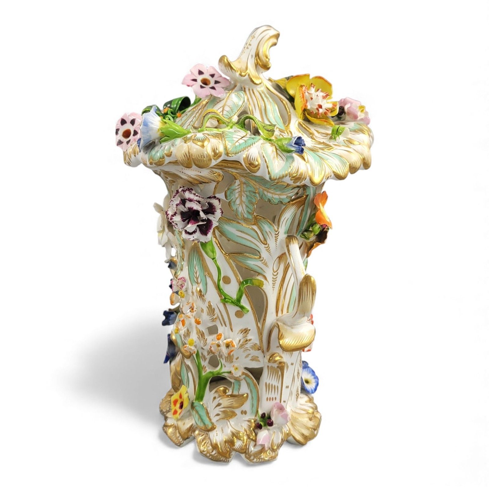 Coalport Reticulated Flower Encrusted Vase C.1840 Coalbrookdale Potpourri photo buy