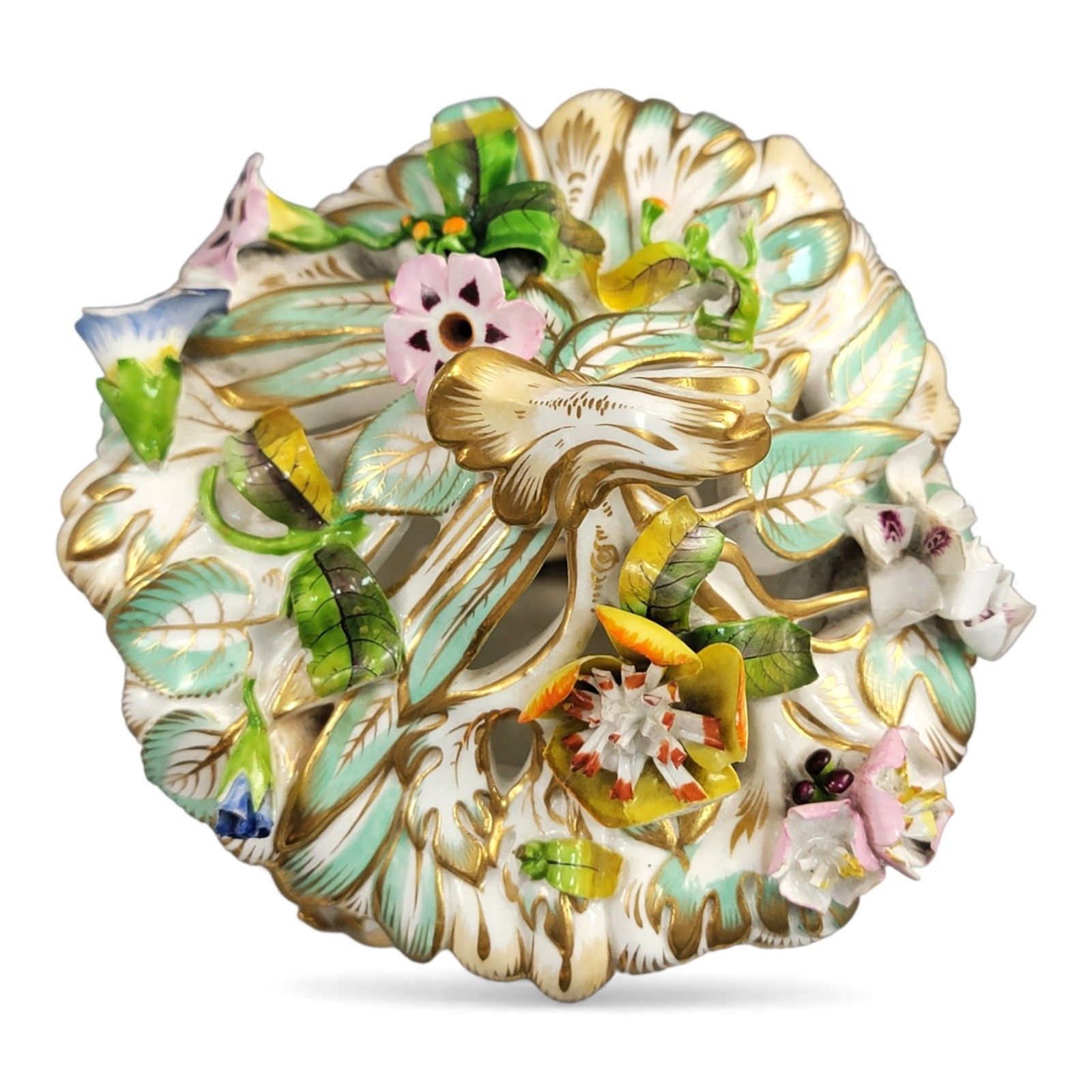 Coalport Reticulated Flower Encrusted Vase C.1840 Coalbrookdale Potpourri photo vintage